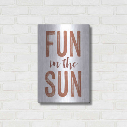 Luxe Metal Art 'Fun in the Sun Brown' by Lettered & Lined, Metal Wall Art,16x24