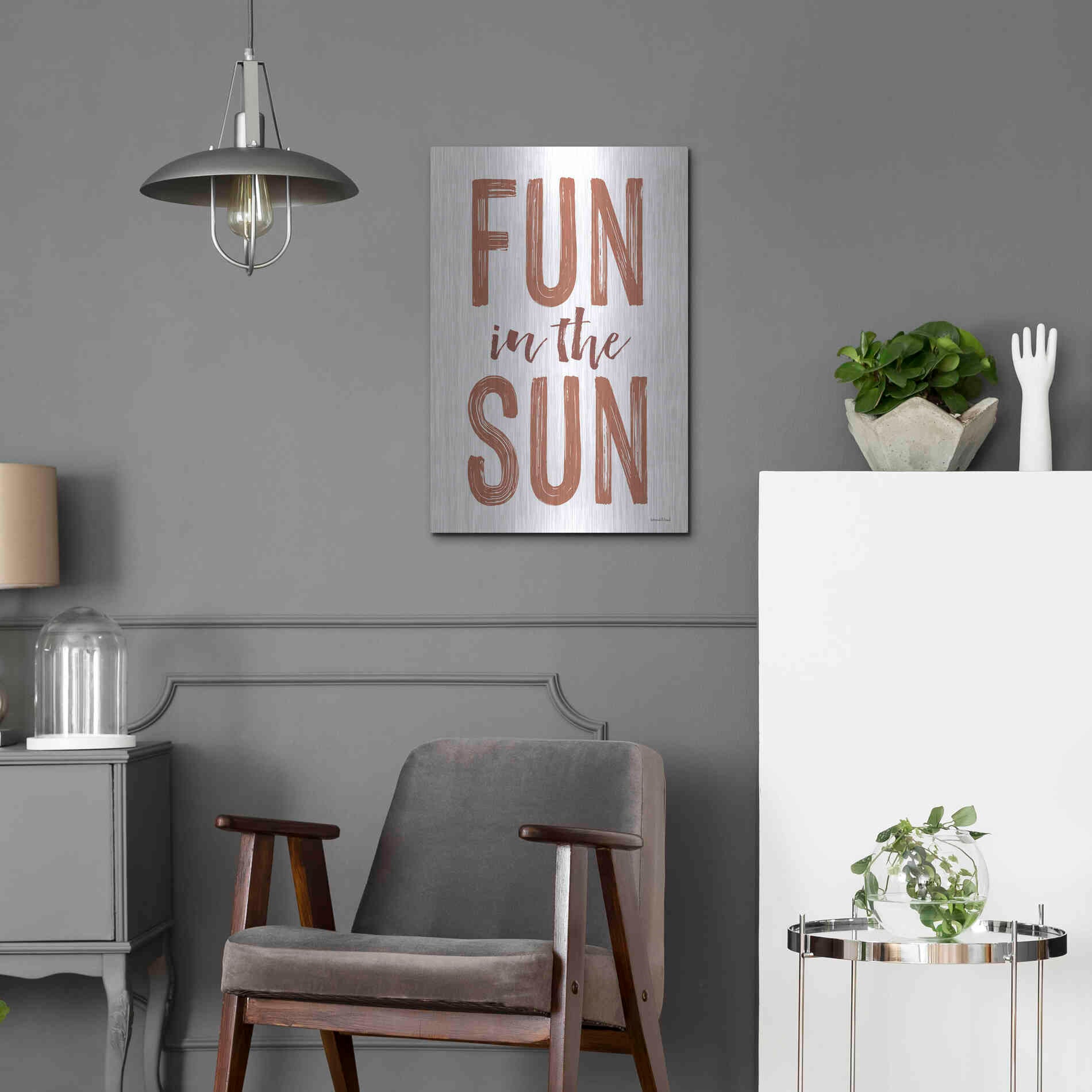 Luxe Metal Art 'Fun in the Sun Brown' by Lettered & Lined, Metal Wall Art,16x24
