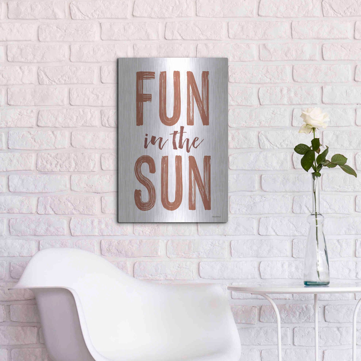 Luxe Metal Art 'Fun in the Sun Brown' by Lettered & Lined, Metal Wall Art,16x24