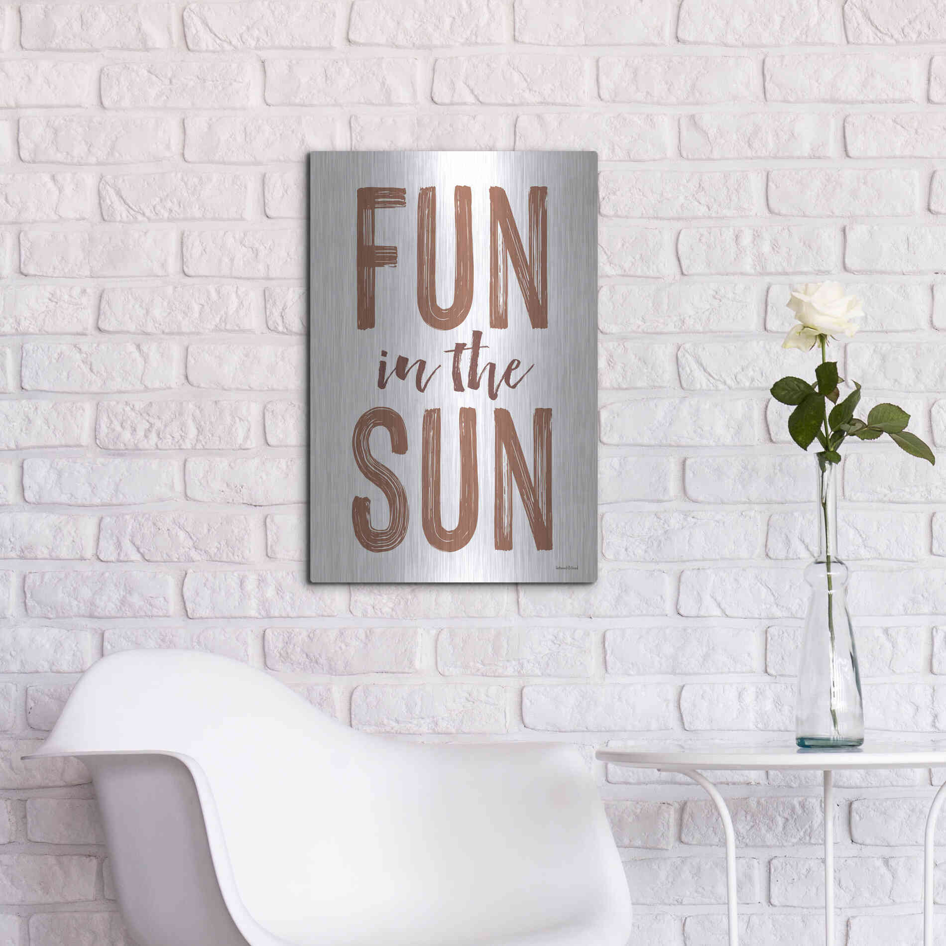 Luxe Metal Art 'Fun in the Sun Brown' by Lettered & Lined, Metal Wall Art,16x24