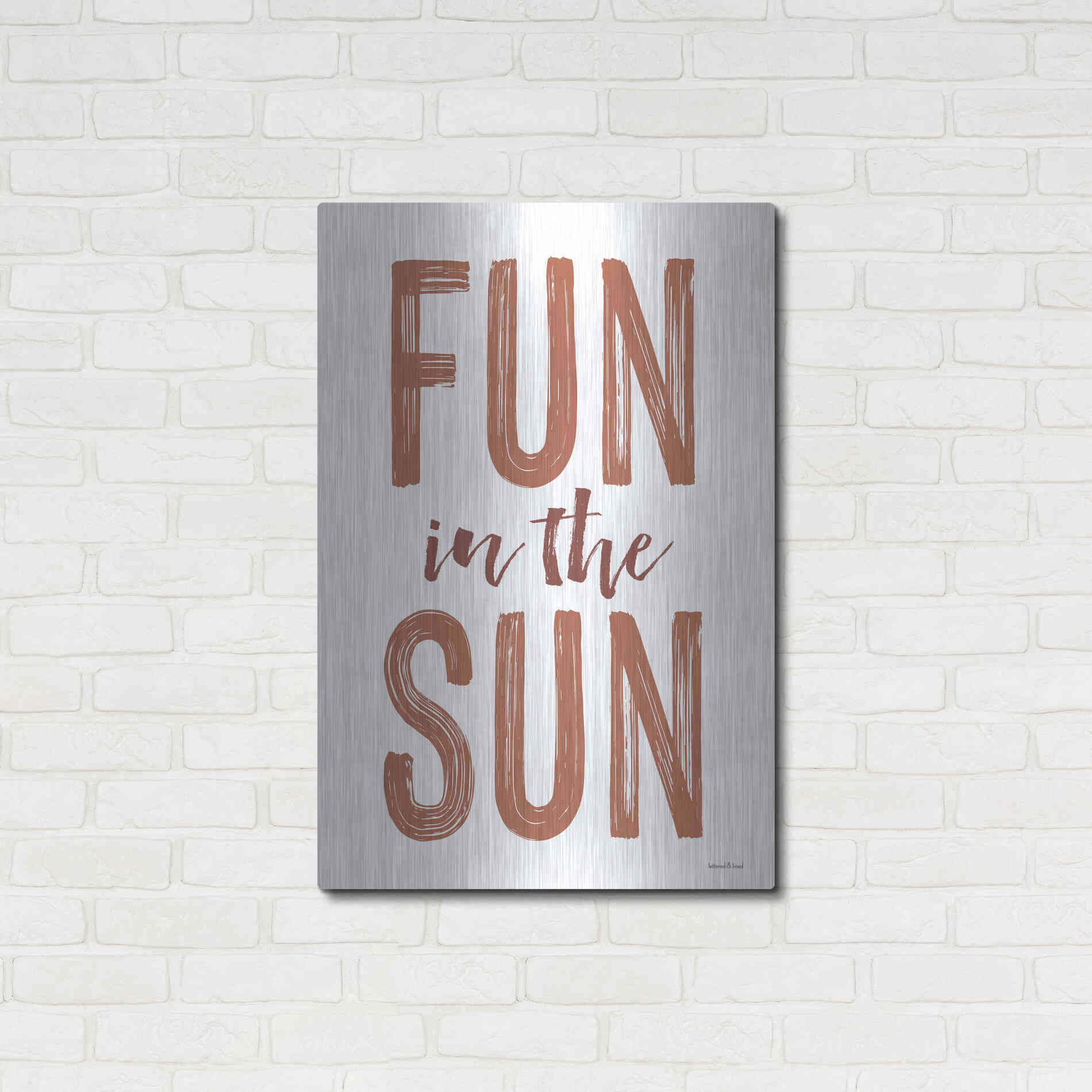 Luxe Metal Art 'Fun in the Sun Brown' by Lettered & Lined, Metal Wall Art,24x36