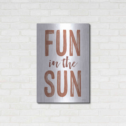 Luxe Metal Art 'Fun in the Sun Brown' by Lettered & Lined, Metal Wall Art,24x36