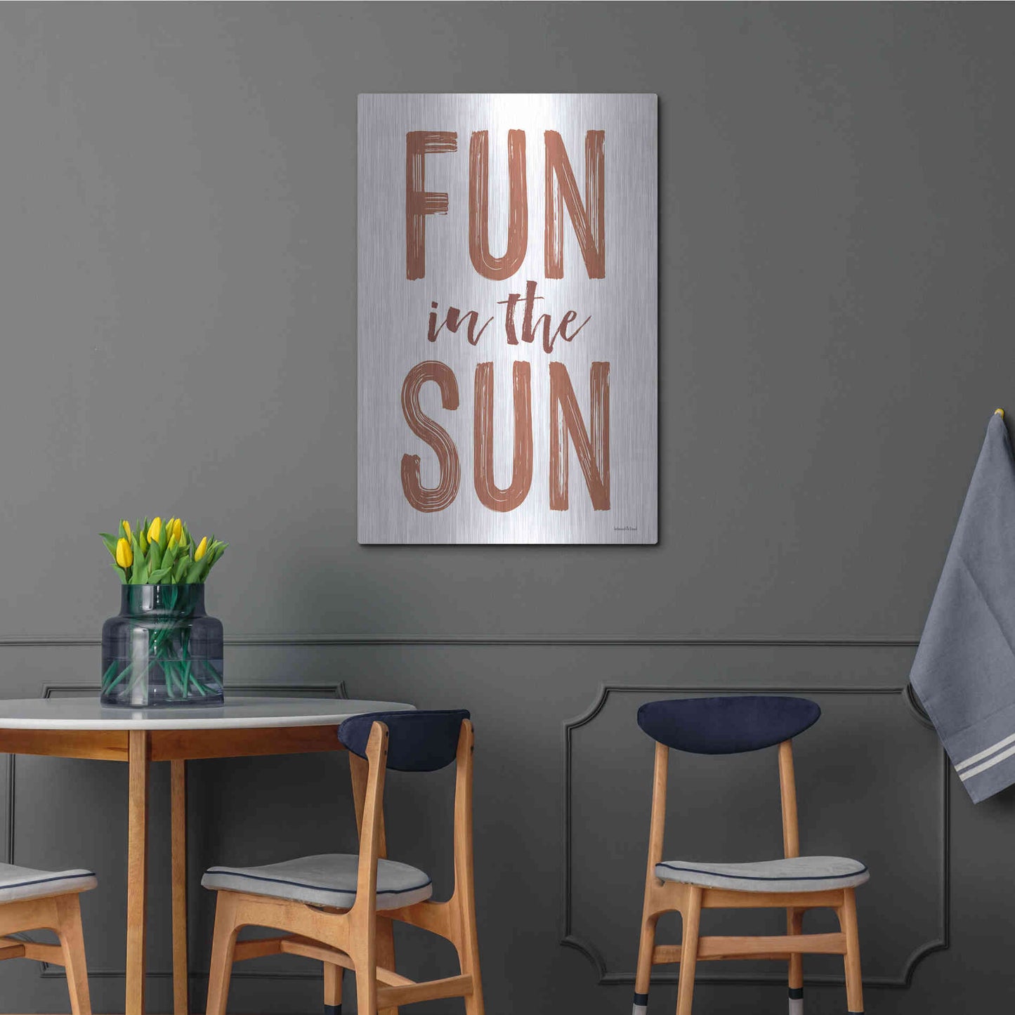 Luxe Metal Art 'Fun in the Sun Brown' by Lettered & Lined, Metal Wall Art,24x36