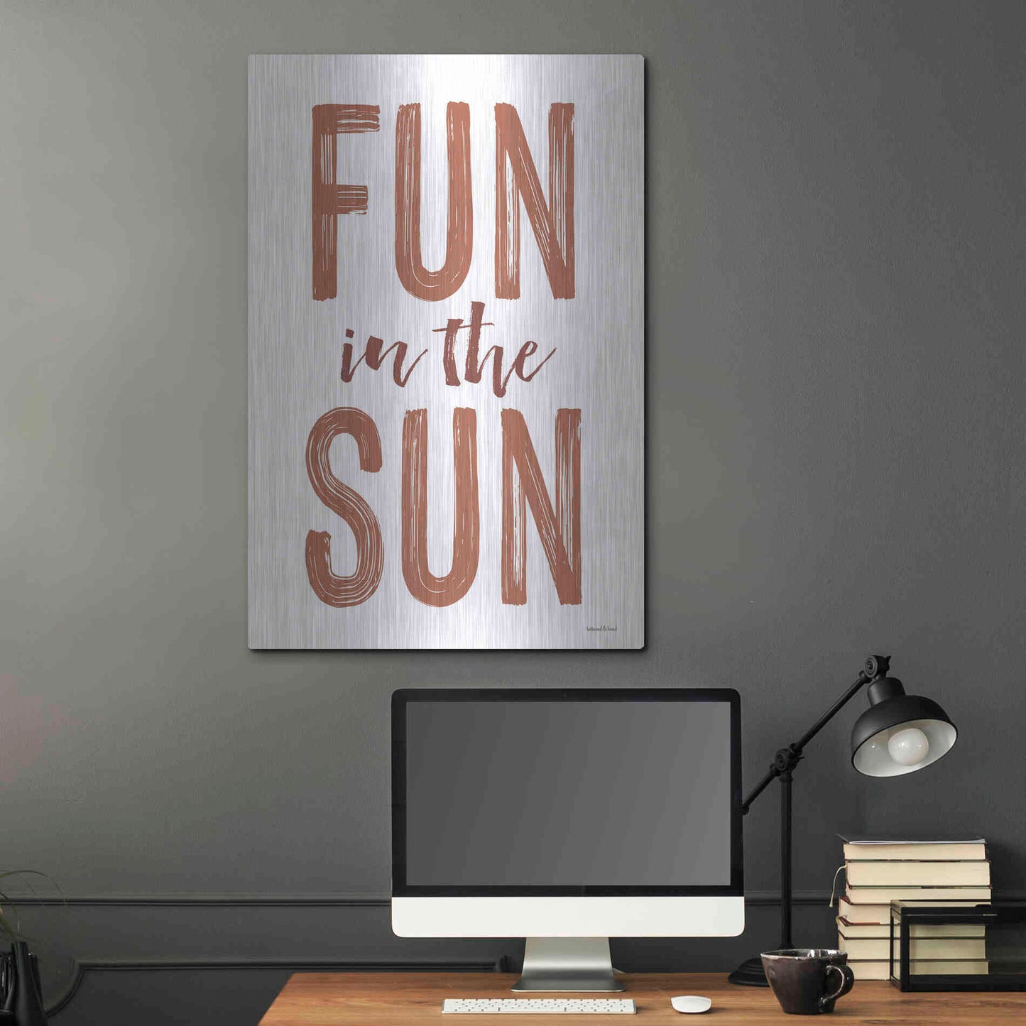 Luxe Metal Art 'Fun in the Sun Brown' by Lettered & Lined, Metal Wall Art,24x36