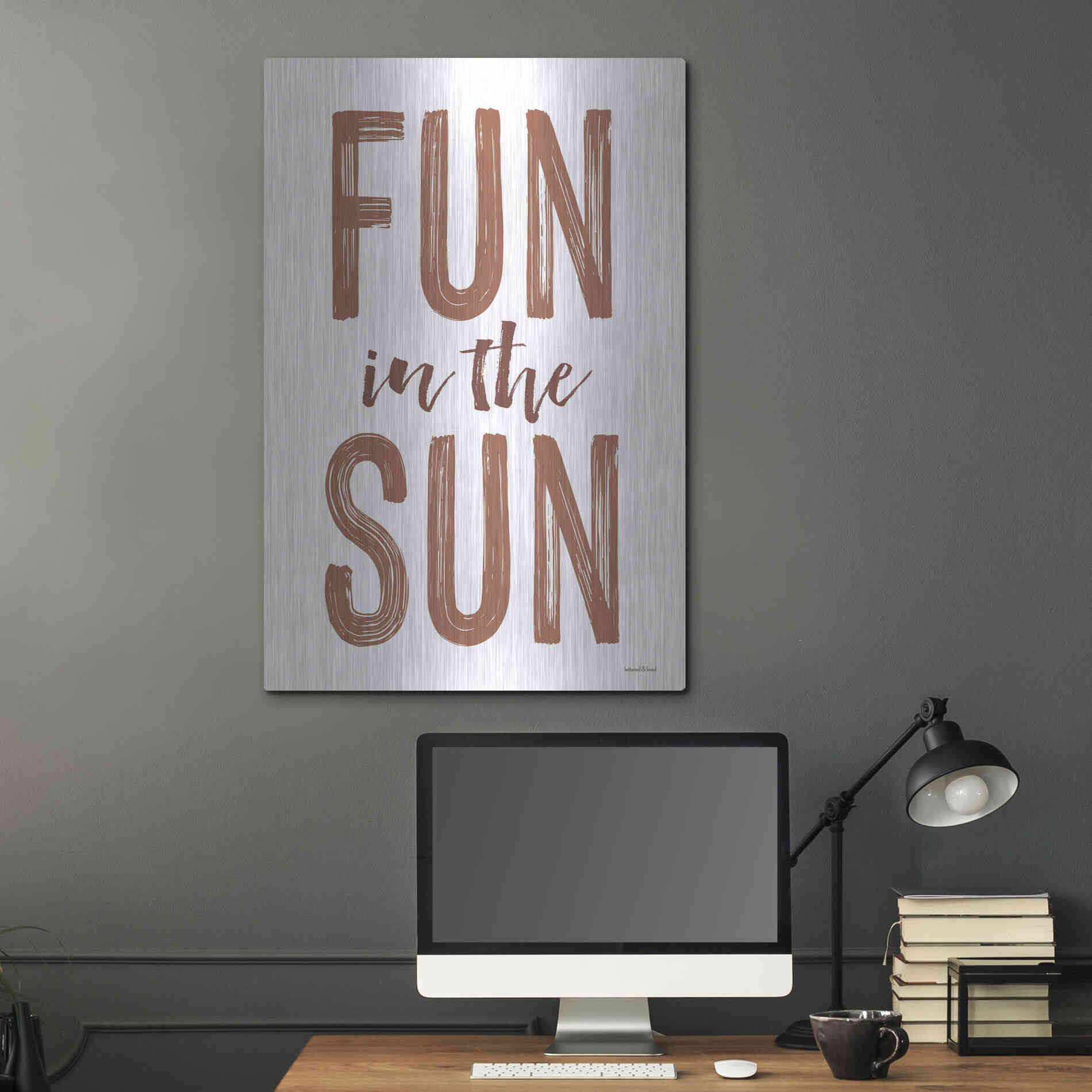 Luxe Metal Art 'Fun in the Sun Brown' by Lettered & Lined, Metal Wall Art,24x36