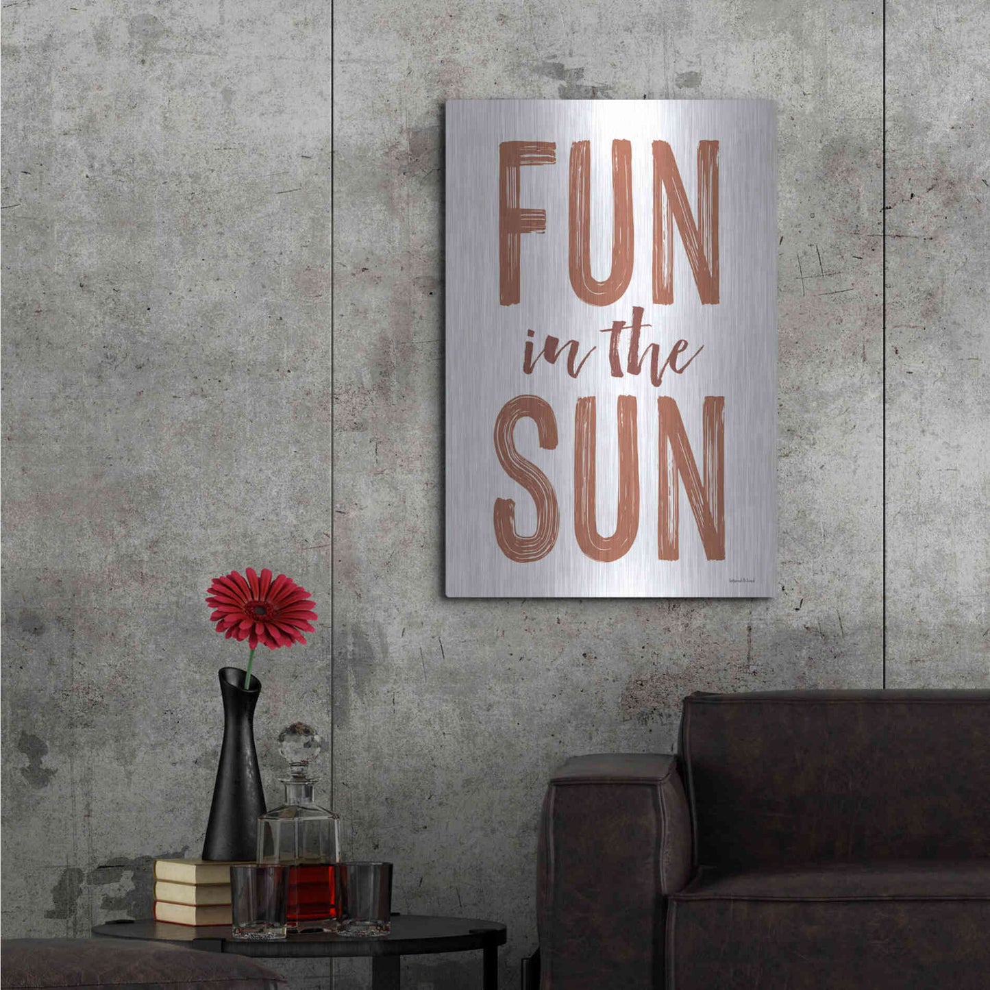 Luxe Metal Art 'Fun in the Sun Brown' by Lettered & Lined, Metal Wall Art,24x36