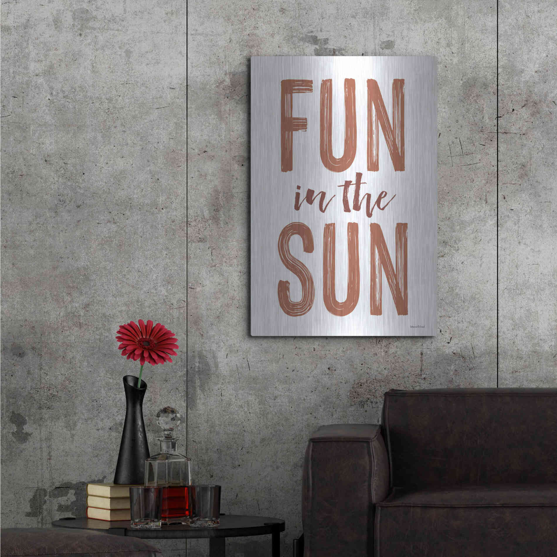 Luxe Metal Art 'Fun in the Sun Brown' by Lettered & Lined, Metal Wall Art,24x36