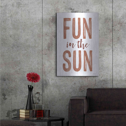 Luxe Metal Art 'Fun in the Sun Brown' by Lettered & Lined, Metal Wall Art,24x36