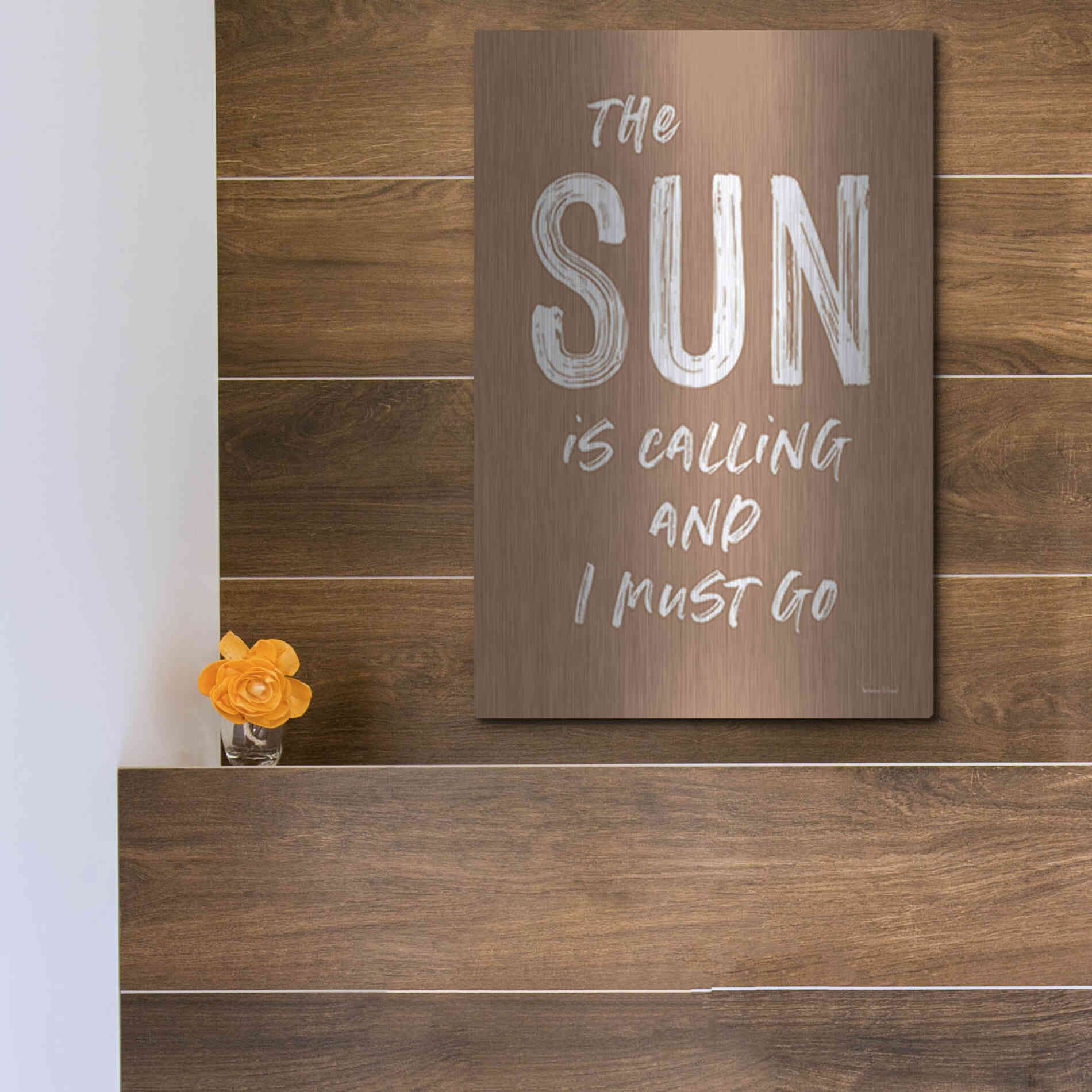 Luxe Metal Art 'The Sun is Calling' by Lettered & Lined, Metal Wall Art,12x16
