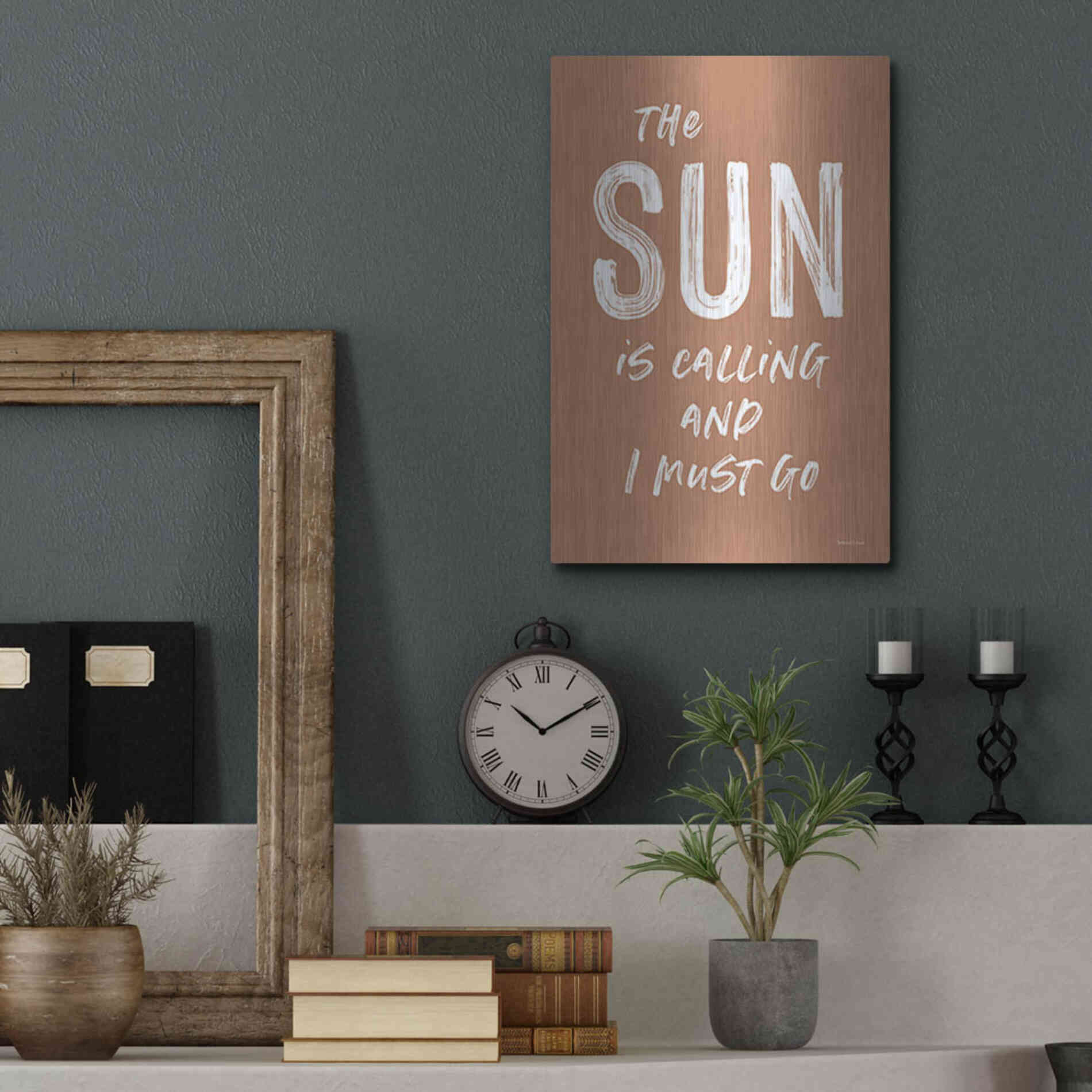 Luxe Metal Art 'The Sun is Calling' by Lettered & Lined, Metal Wall Art,12x16