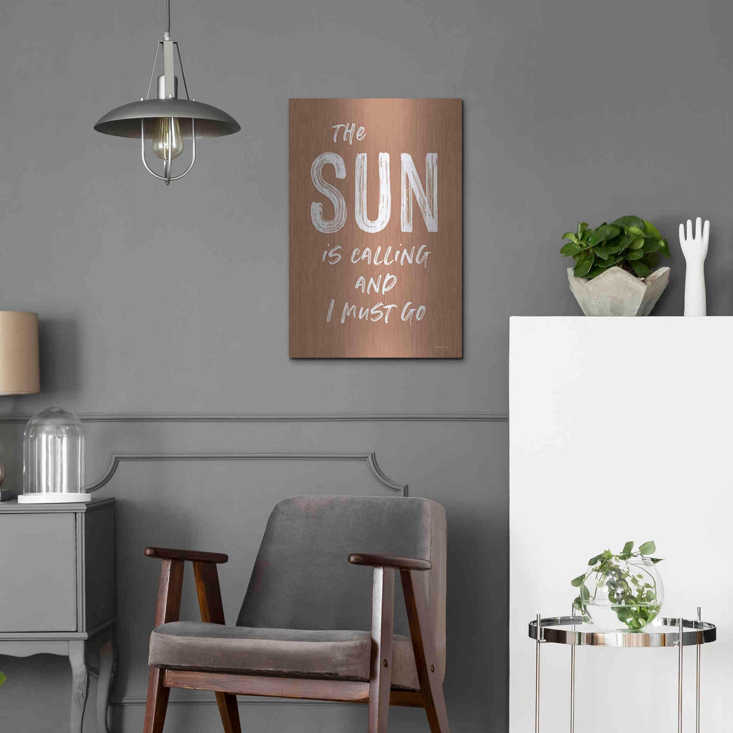 Luxe Metal Art 'The Sun is Calling' by Lettered & Lined, Metal Wall Art,16x24