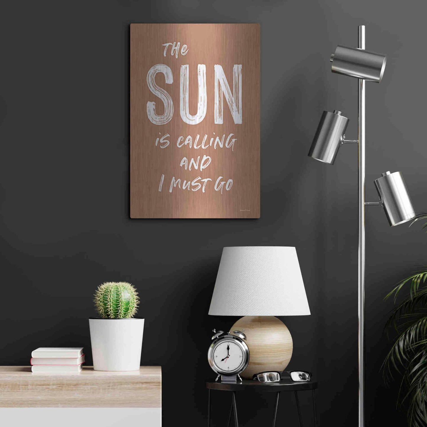 Luxe Metal Art 'The Sun is Calling' by Lettered & Lined, Metal Wall Art,16x24