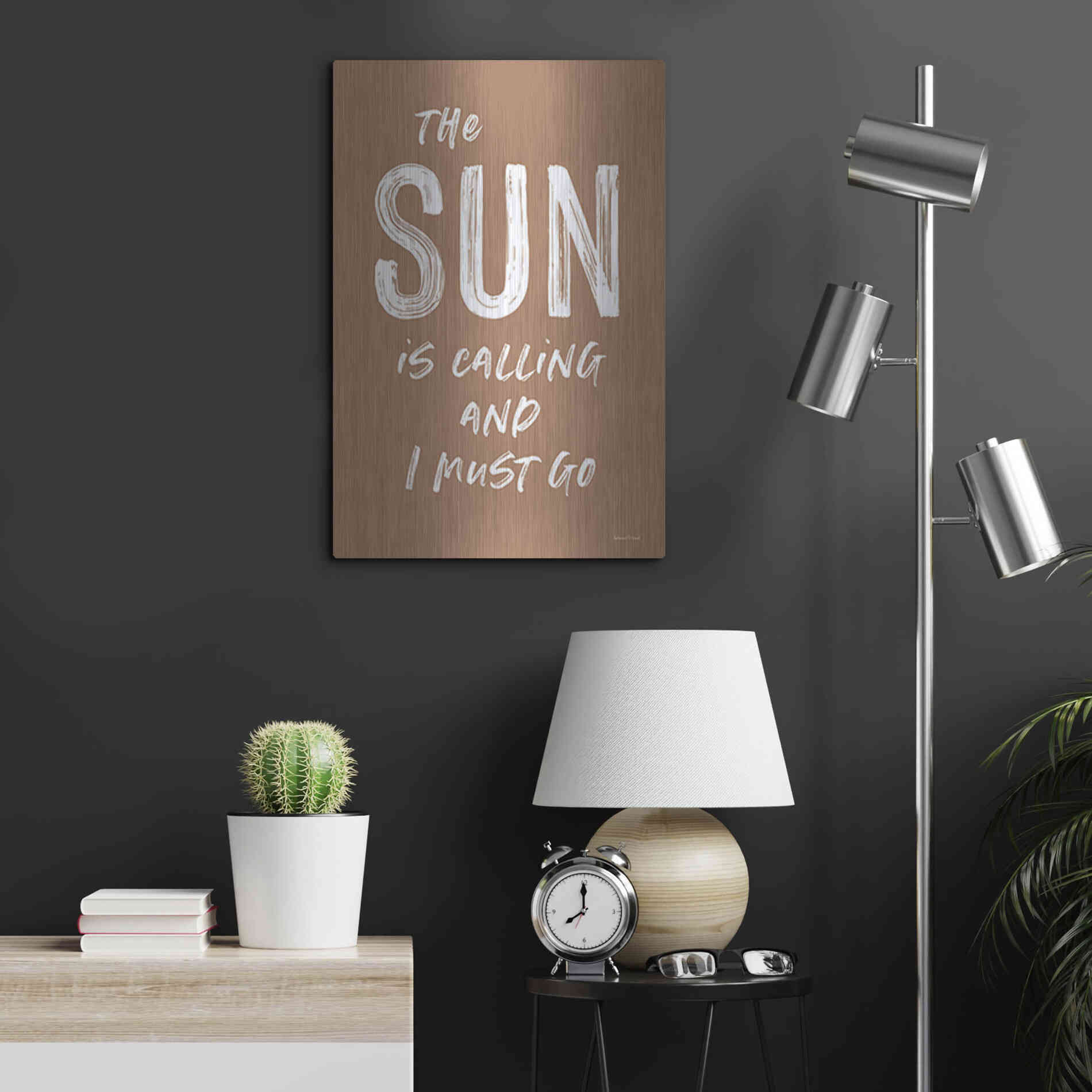 Luxe Metal Art 'The Sun is Calling' by Lettered & Lined, Metal Wall Art,16x24