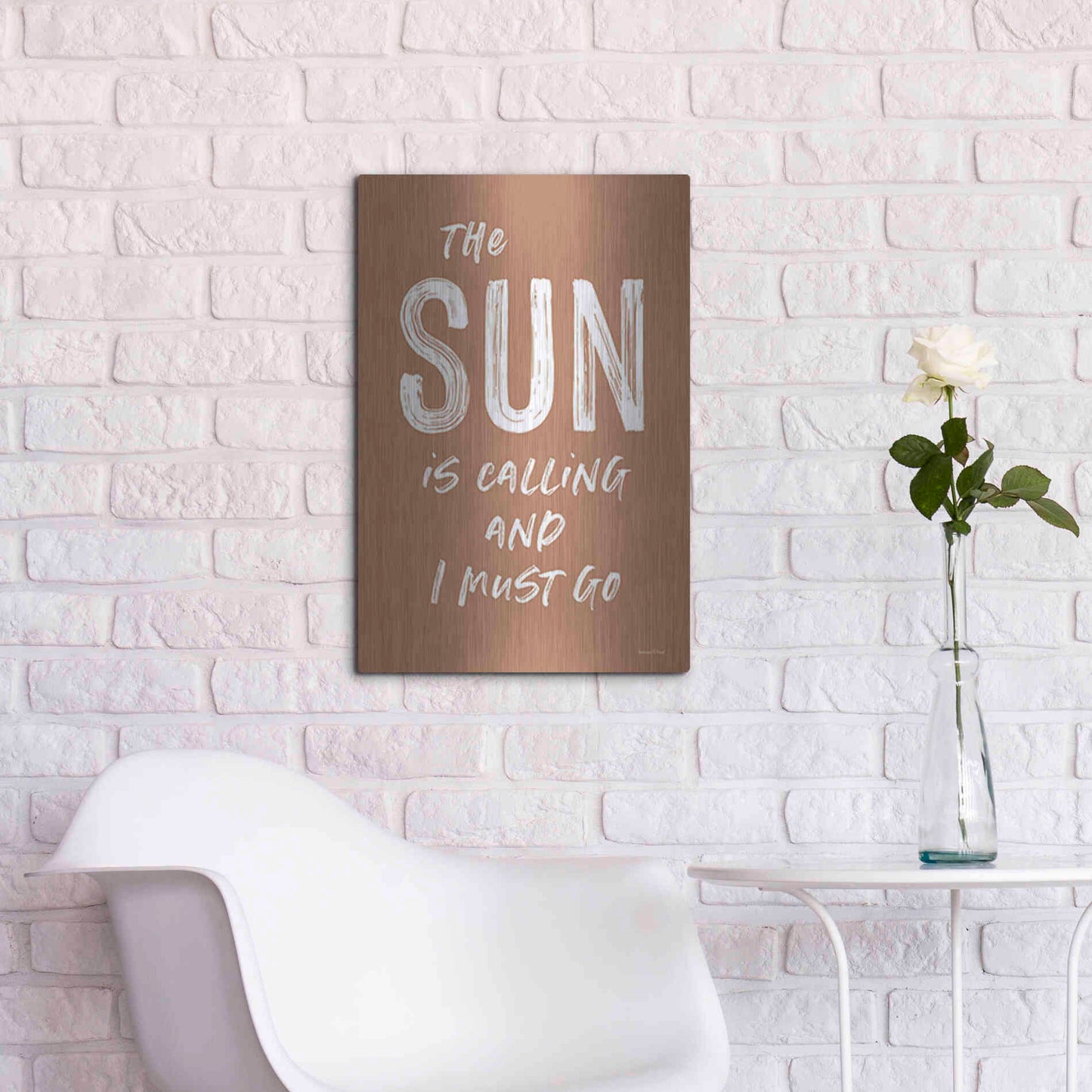 Luxe Metal Art 'The Sun is Calling' by Lettered & Lined, Metal Wall Art,16x24