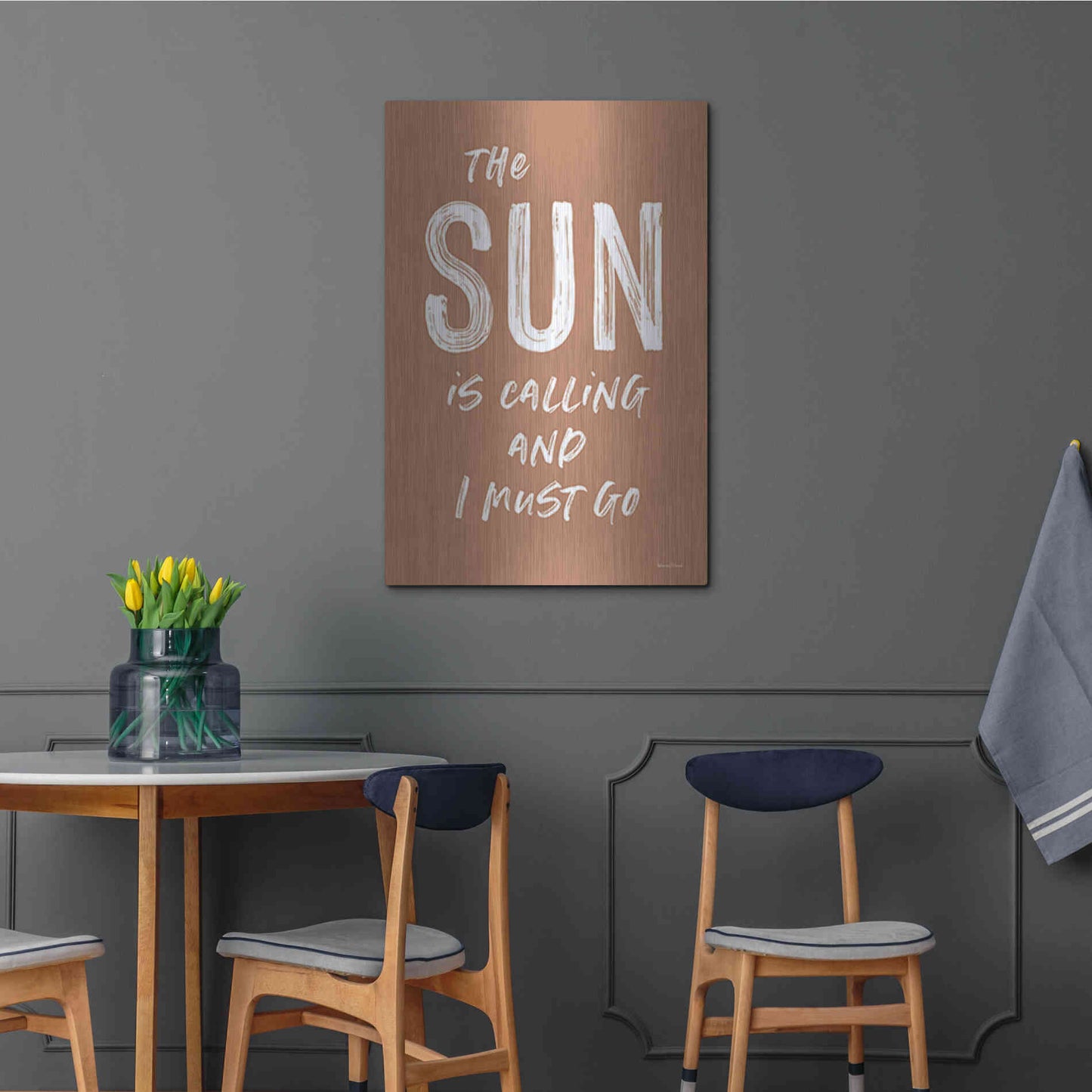 Luxe Metal Art 'The Sun is Calling' by Lettered & Lined, Metal Wall Art,24x36