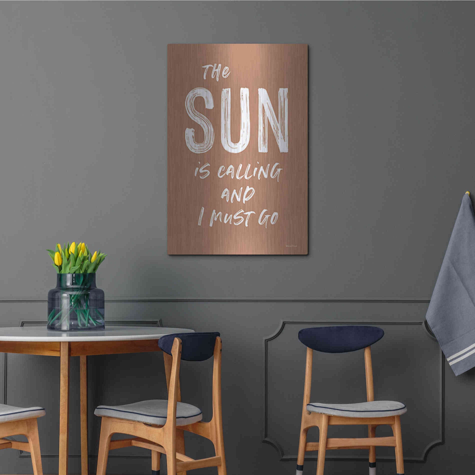 Luxe Metal Art 'The Sun is Calling' by Lettered & Lined, Metal Wall Art,24x36