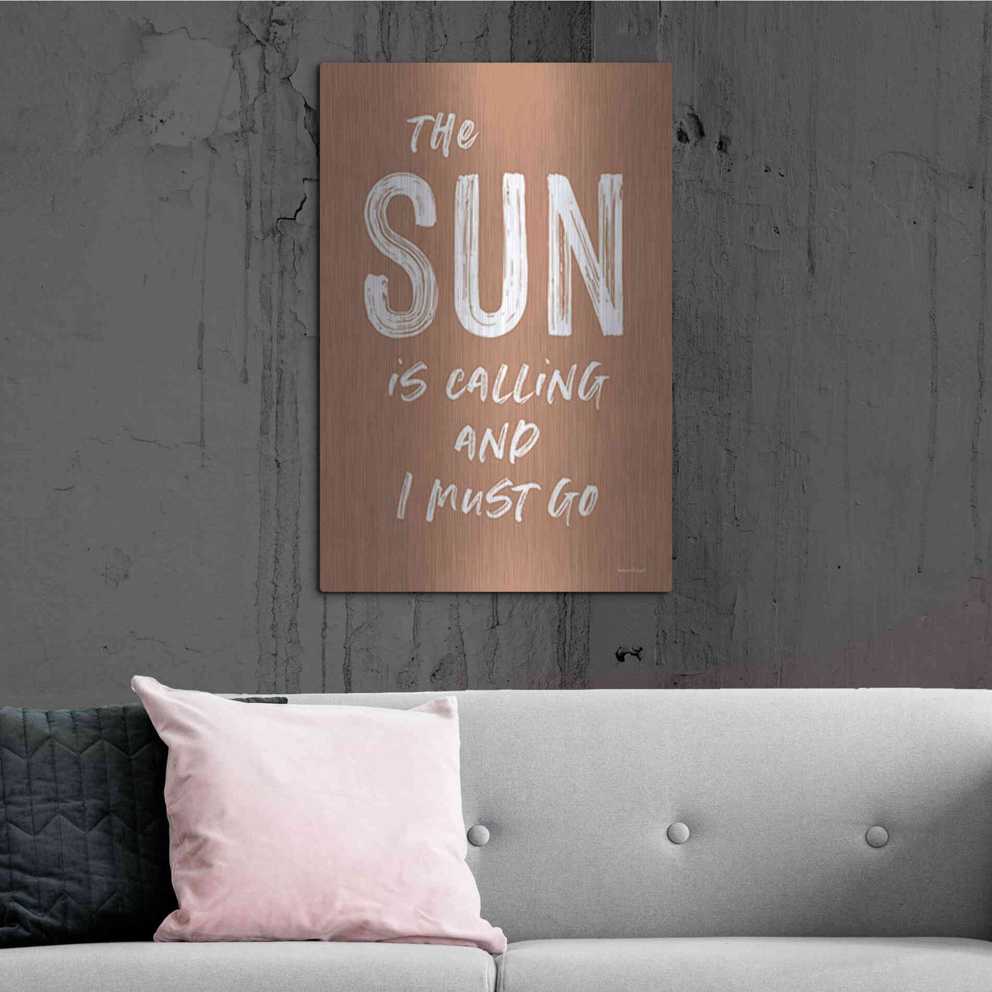 Luxe Metal Art 'The Sun is Calling' by Lettered & Lined, Metal Wall Art,24x36