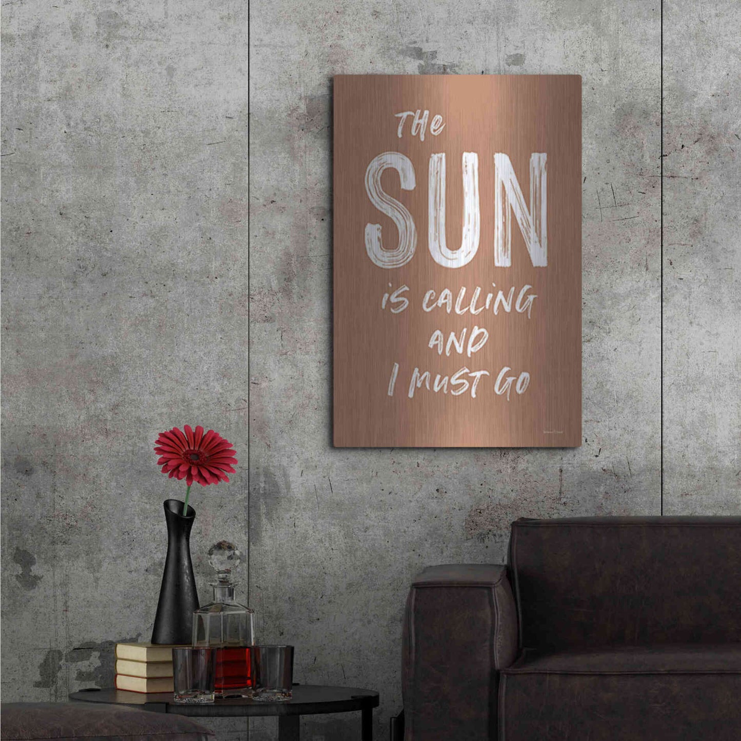 Luxe Metal Art 'The Sun is Calling' by Lettered & Lined, Metal Wall Art,24x36