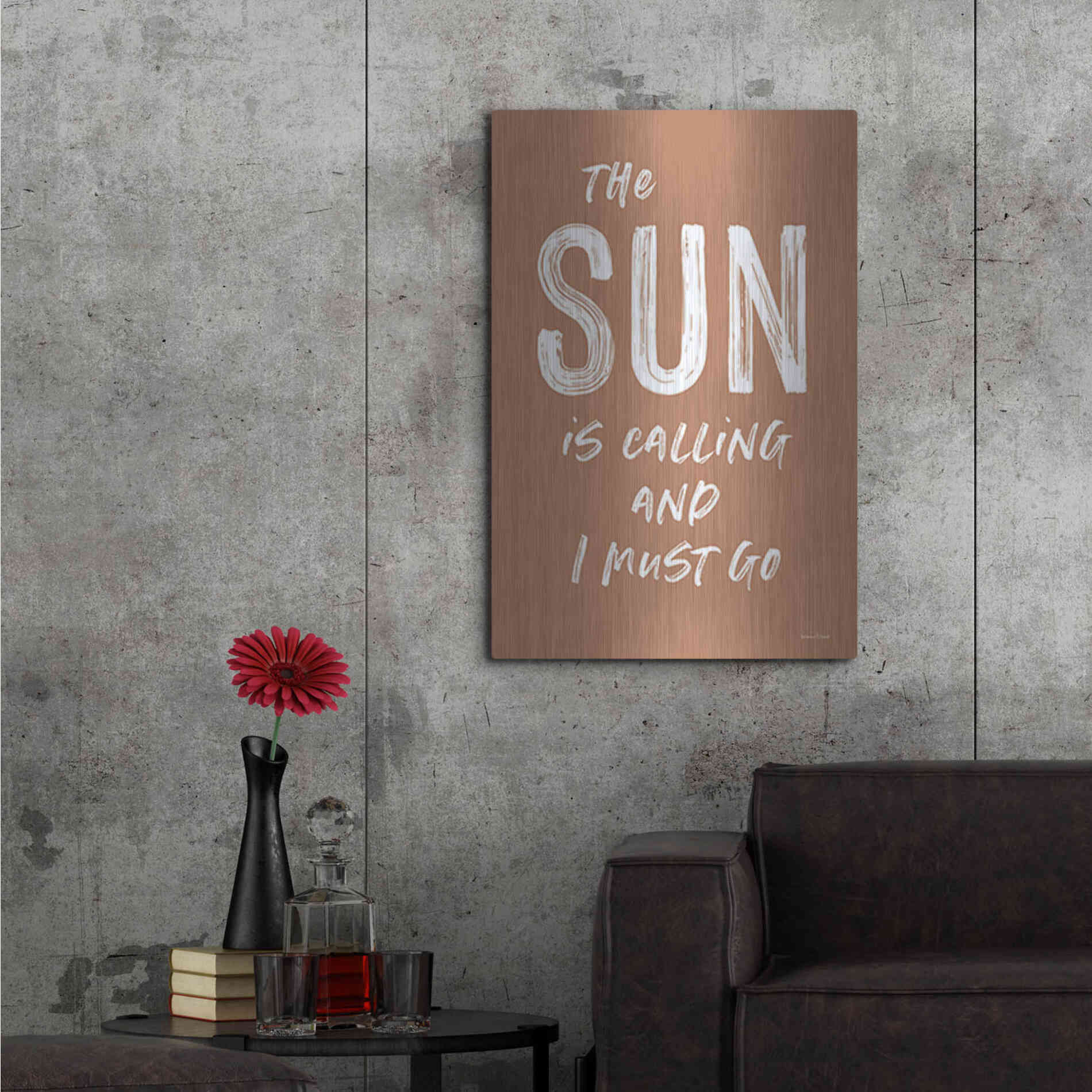 Luxe Metal Art 'The Sun is Calling' by Lettered & Lined, Metal Wall Art,24x36