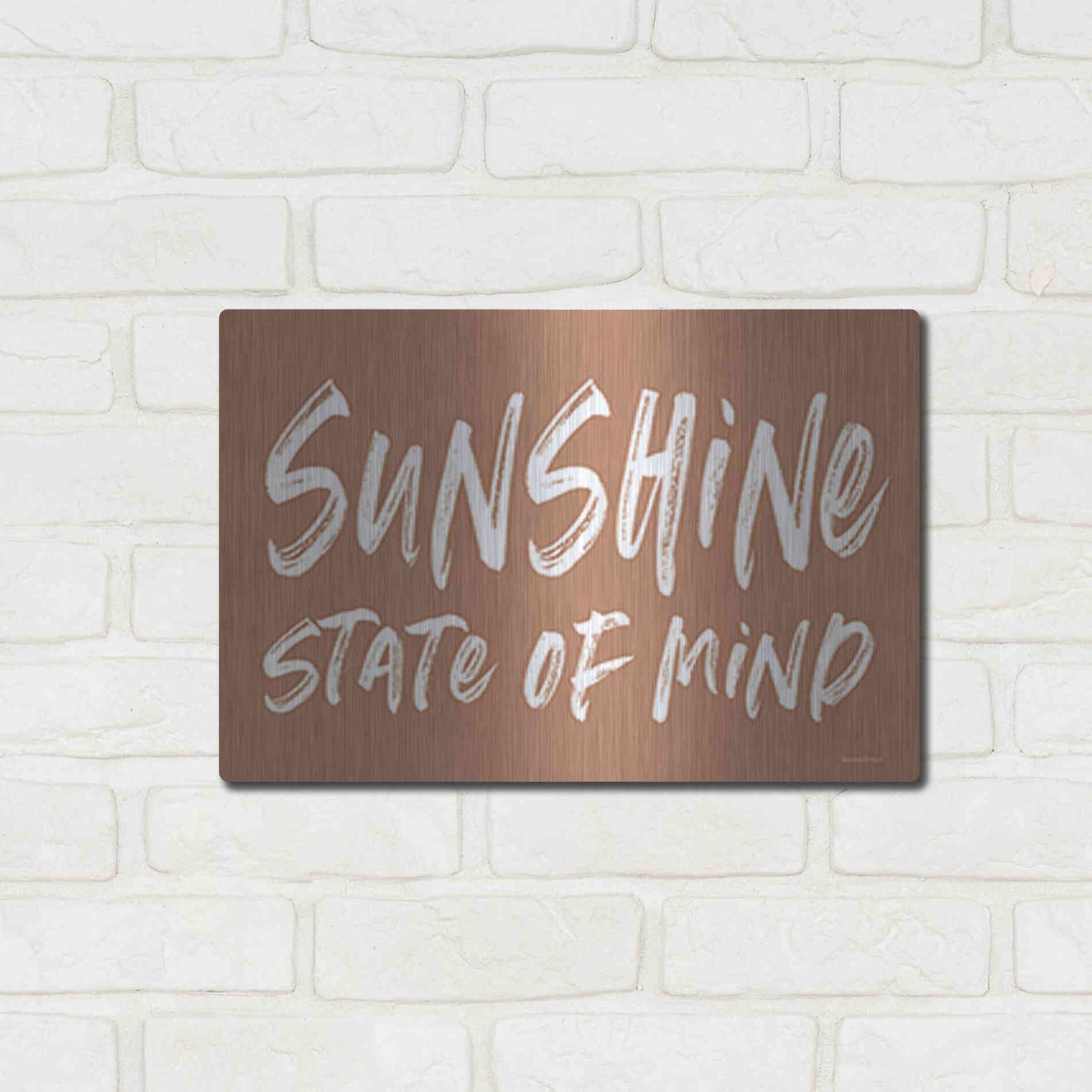 Luxe Metal Art 'Sunshine State of Mind' by Lettered & Lined, Metal Wall Art,16x12
