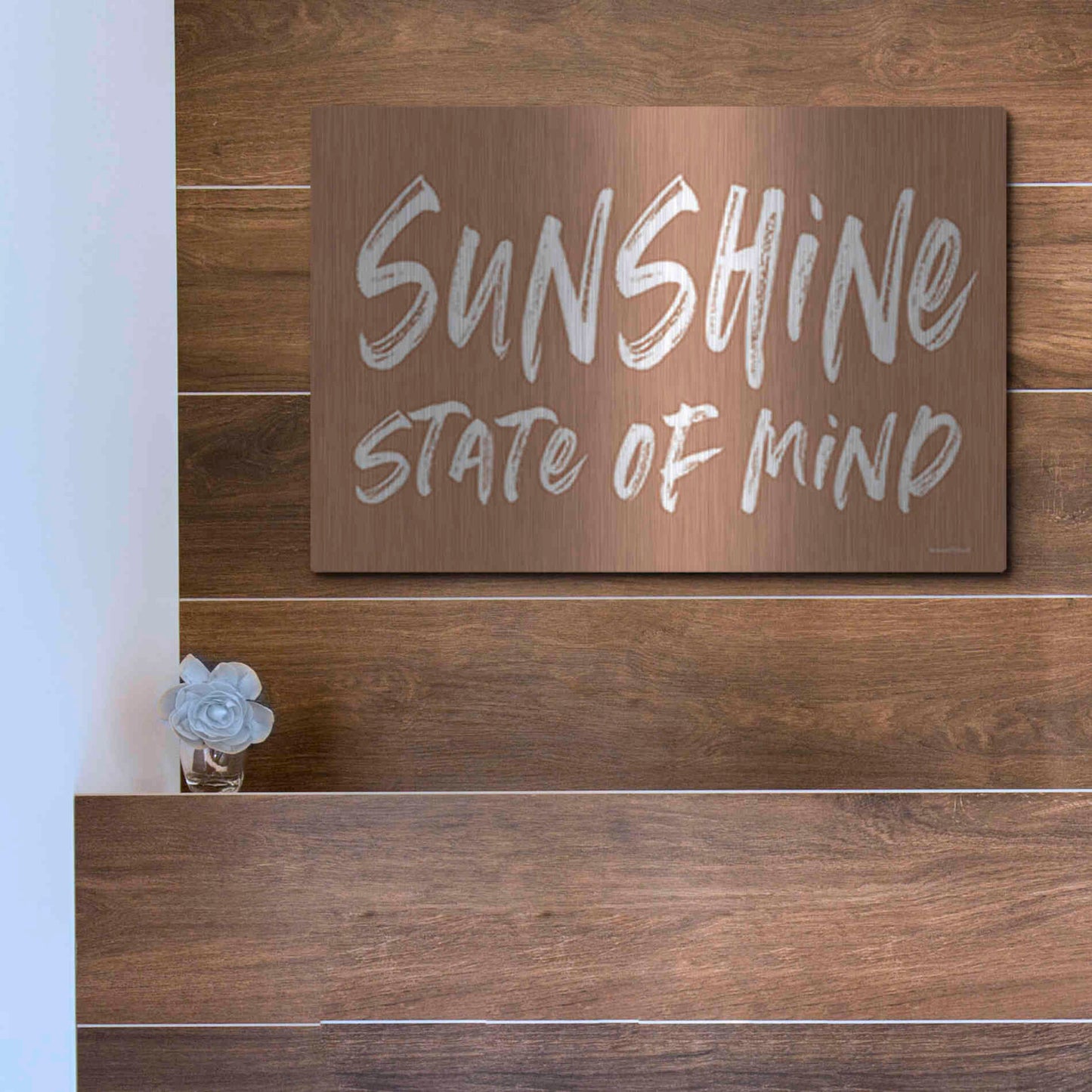 Luxe Metal Art 'Sunshine State of Mind' by Lettered & Lined, Metal Wall Art,16x12