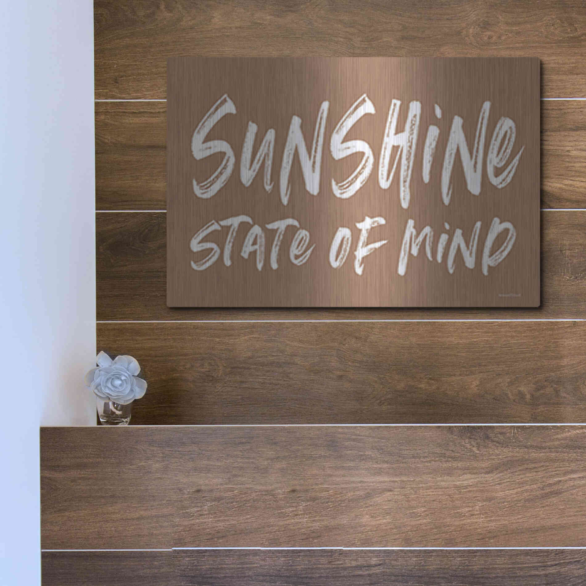 Luxe Metal Art 'Sunshine State of Mind' by Lettered & Lined, Metal Wall Art,16x12
