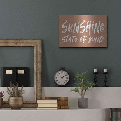 Luxe Metal Art 'Sunshine State of Mind' by Lettered & Lined, Metal Wall Art,16x12