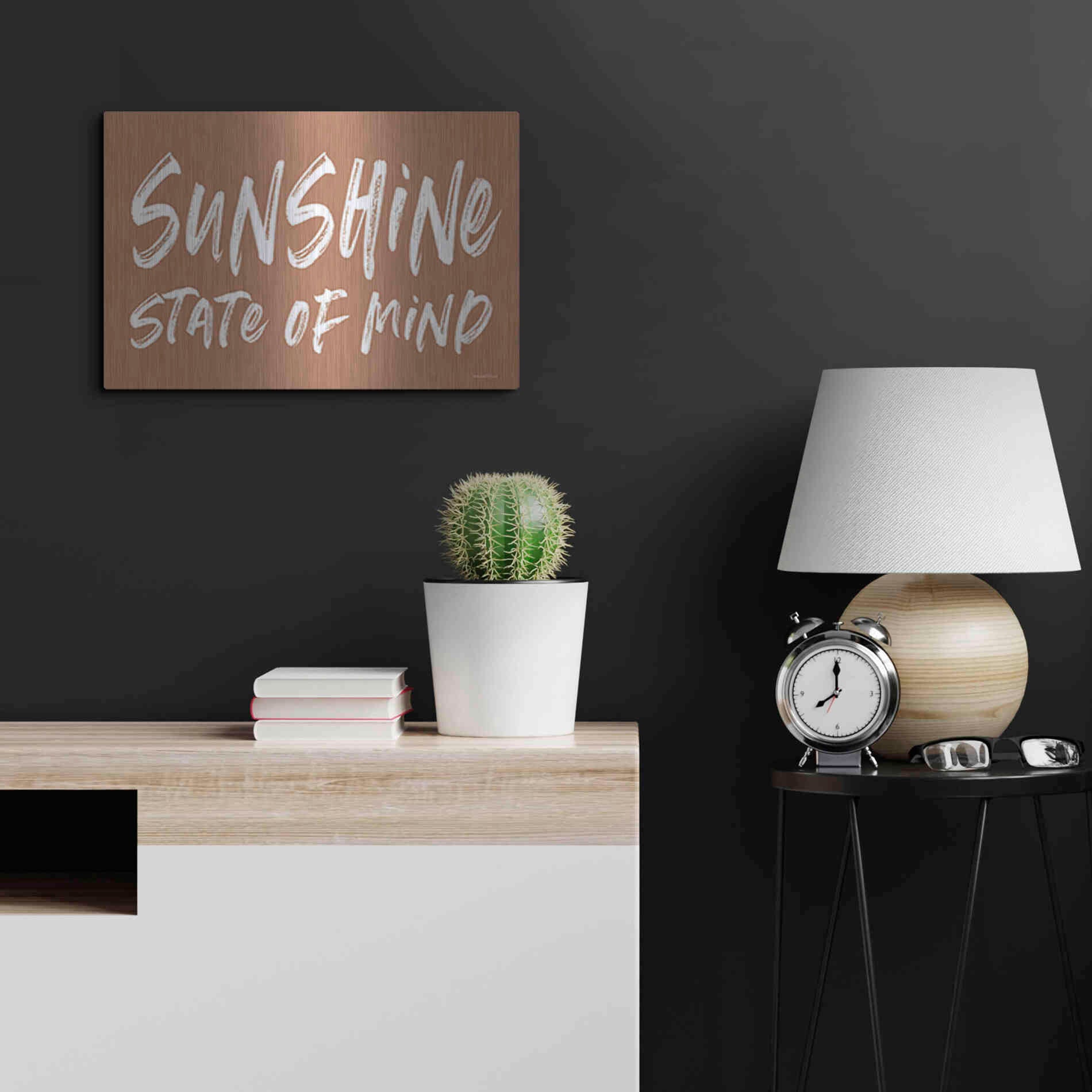 Luxe Metal Art 'Sunshine State of Mind' by Lettered & Lined, Metal Wall Art,24x16