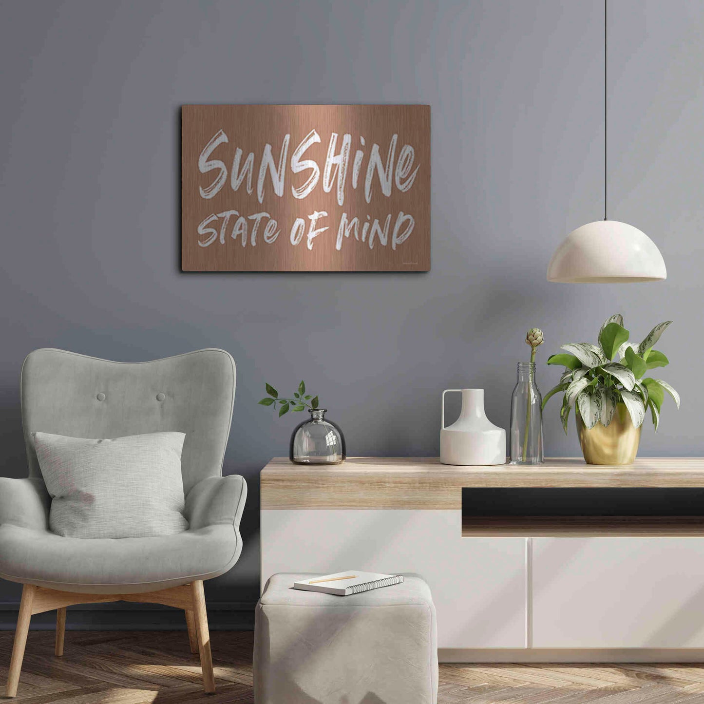 Luxe Metal Art 'Sunshine State of Mind' by Lettered & Lined, Metal Wall Art,24x16