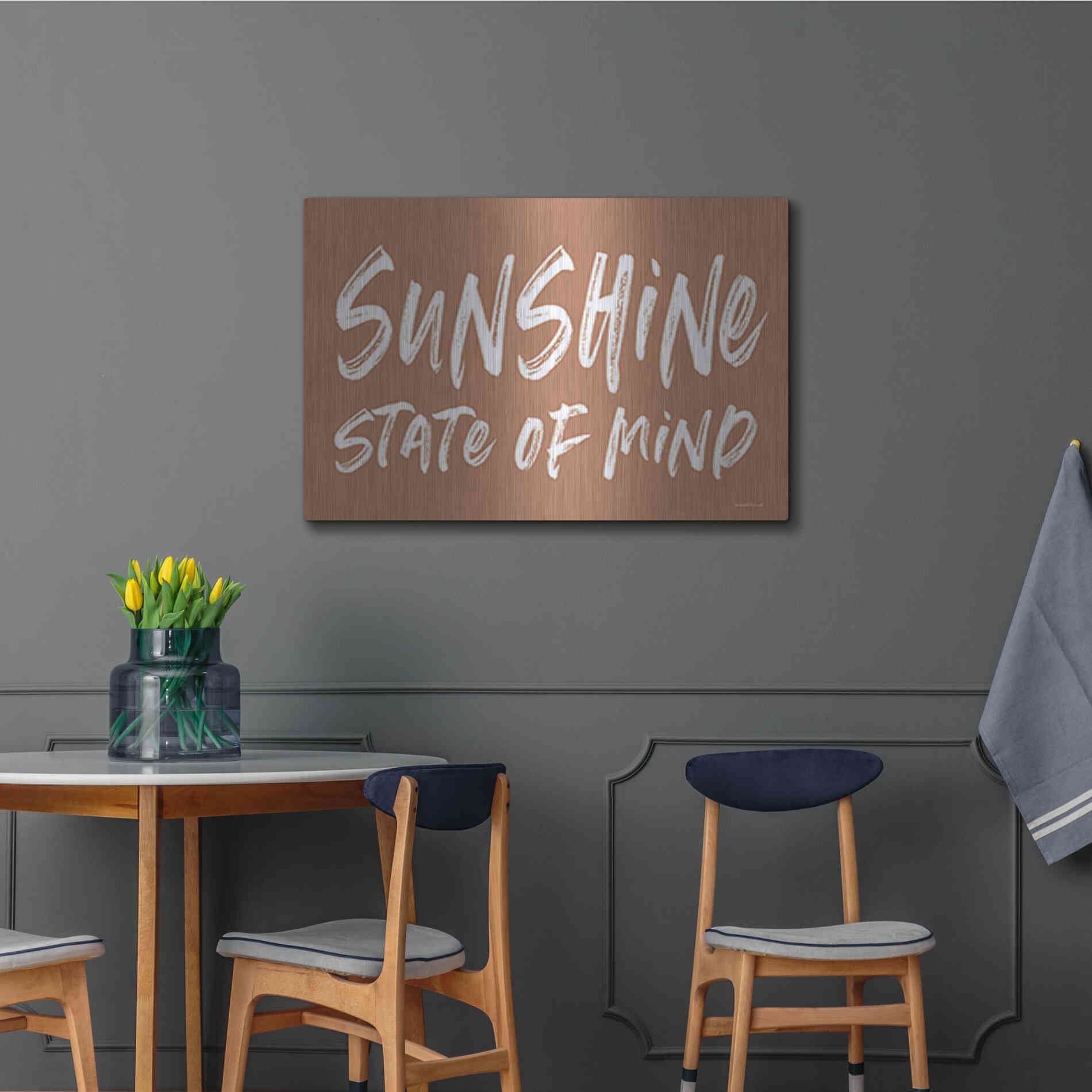 Luxe Metal Art 'Sunshine State of Mind' by Lettered & Lined, Metal Wall Art,36x24