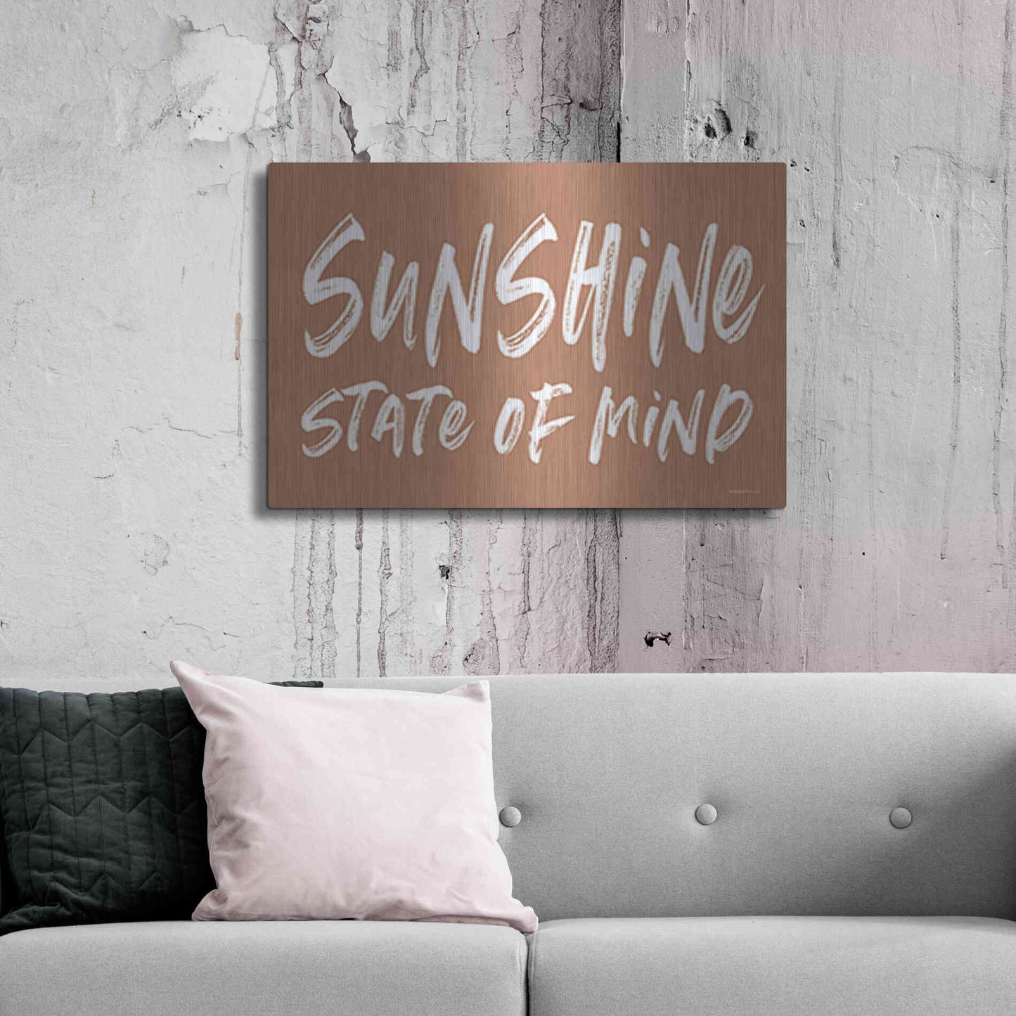 Luxe Metal Art 'Sunshine State of Mind' by Lettered & Lined, Metal Wall Art,36x24
