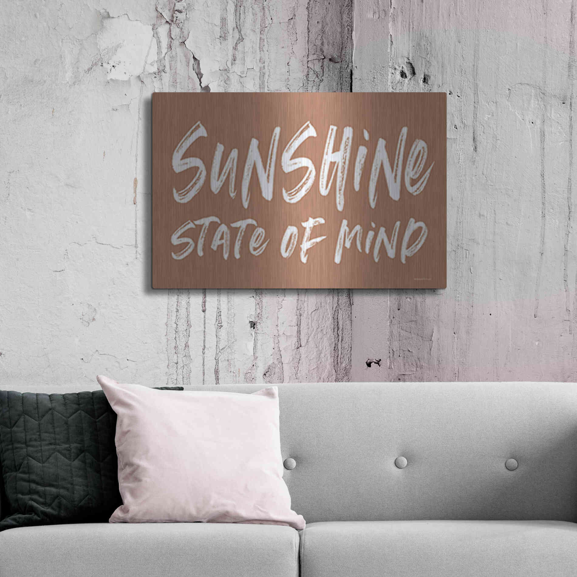 Luxe Metal Art 'Sunshine State of Mind' by Lettered & Lined, Metal Wall Art,36x24