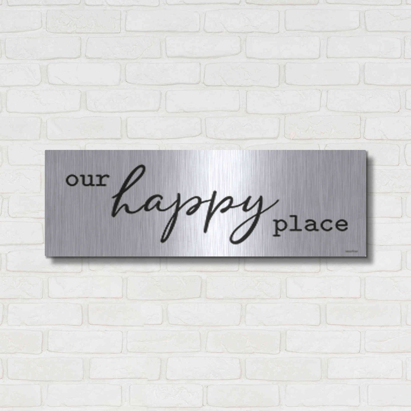 Luxe Metal Art 'Our Happy Place' by lettered & lines, Metal Wall Art,36x12