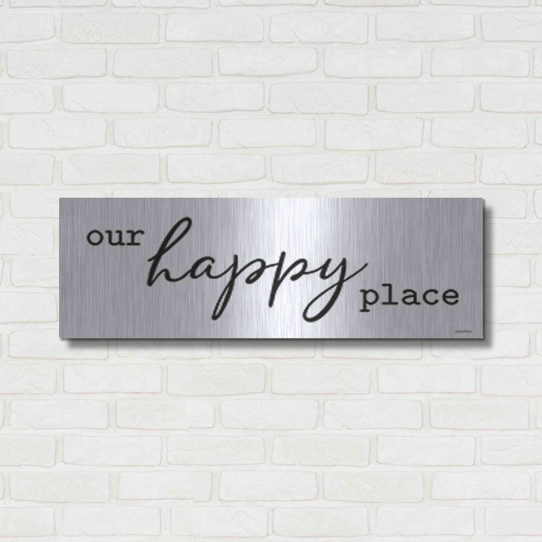Luxe Metal Art 'Our Happy Place' by lettered & lines, Metal Wall Art,36x12