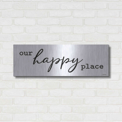 Luxe Metal Art 'Our Happy Place' by lettered & lines, Metal Wall Art,36x12