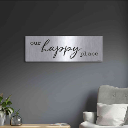 Luxe Metal Art 'Our Happy Place' by lettered & lines, Metal Wall Art,36x12
