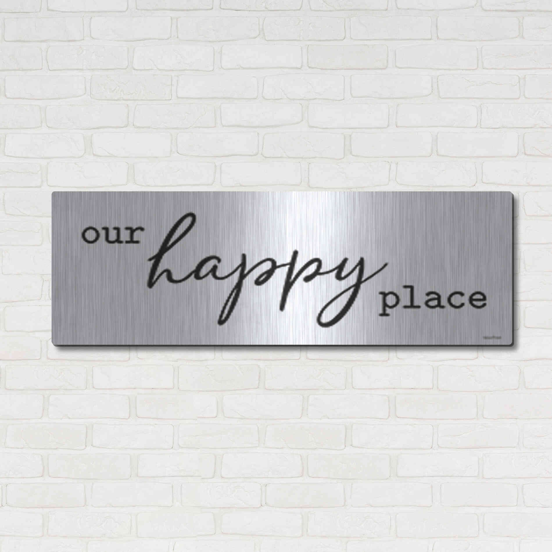 Luxe Metal Art 'Our Happy Place' by lettered & lines, Metal Wall Art,48x16