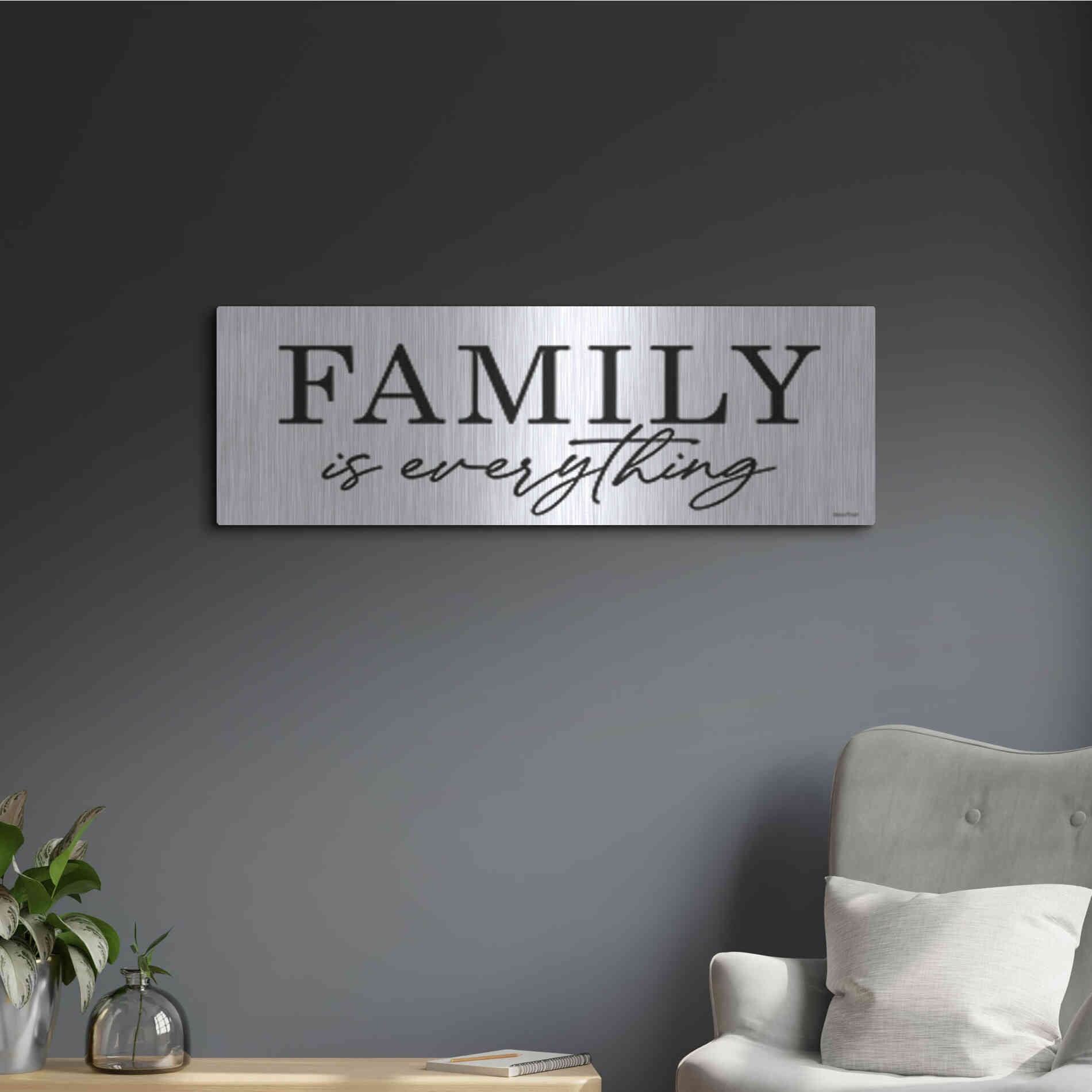 Luxe Metal Art 'Family is Everything' by lettered & lines, Metal Wall Art,36x12