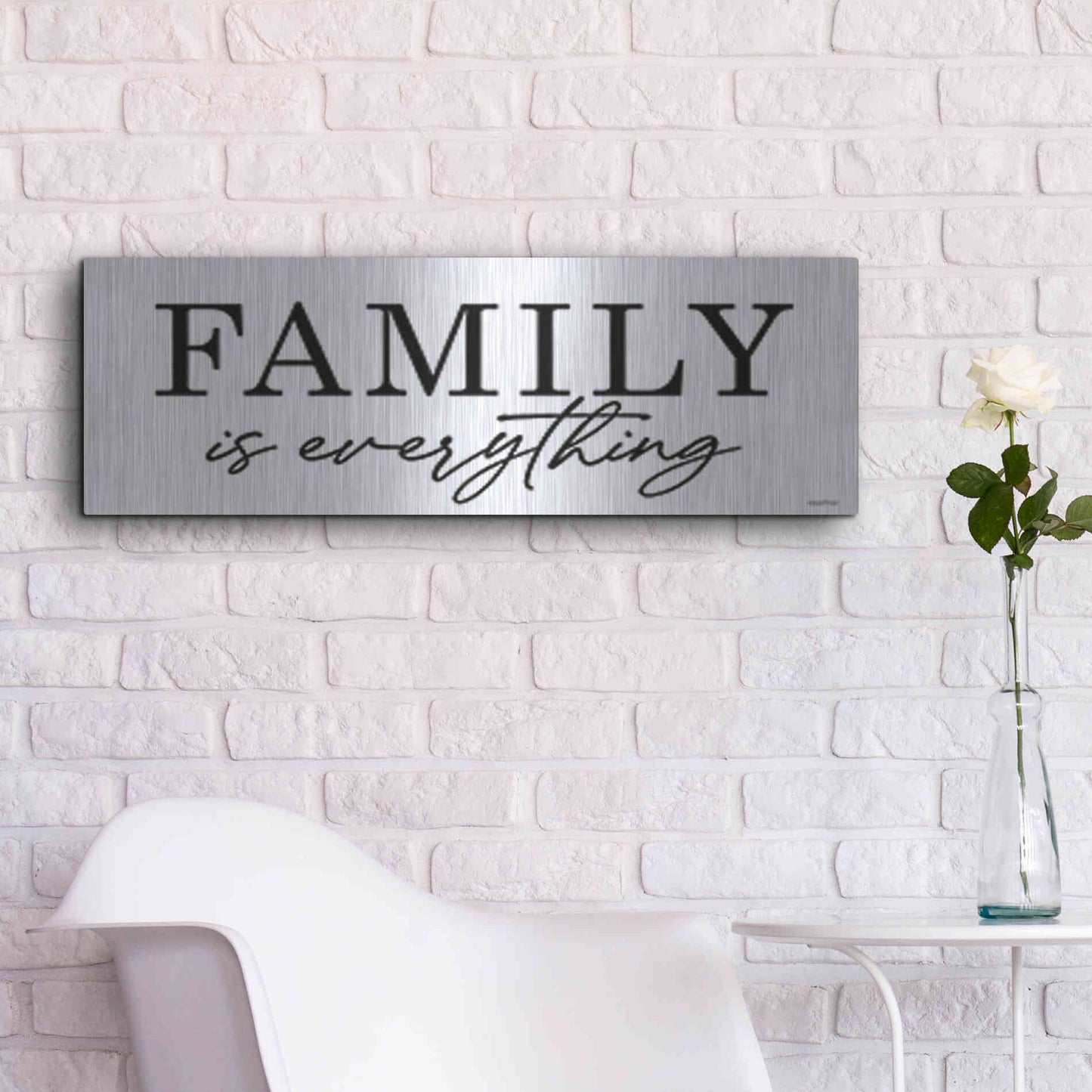 Luxe Metal Art 'Family is Everything' by lettered & lines, Metal Wall Art,36x12