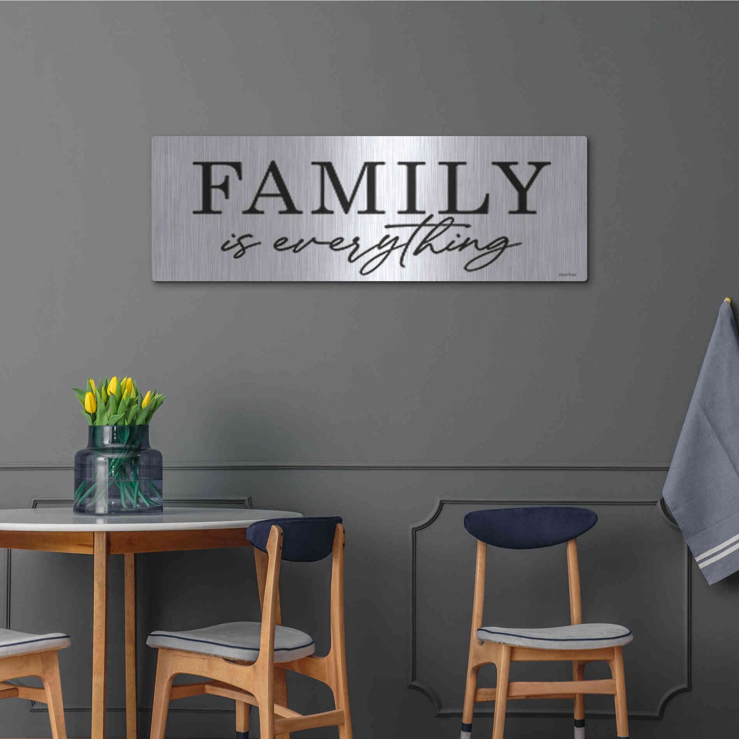 Luxe Metal Art 'Family is Everything' by lettered & lines, Metal Wall Art,48x16