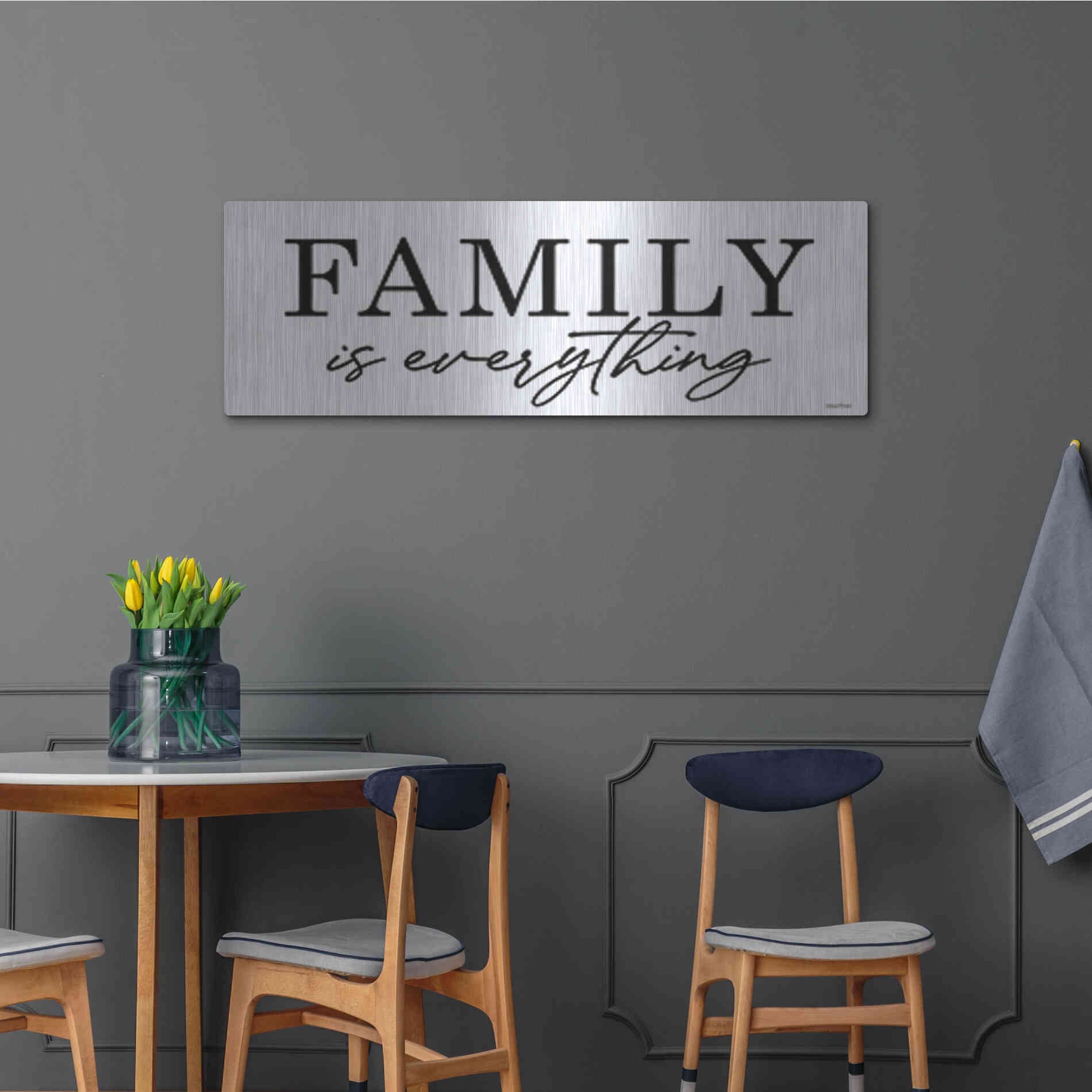 Luxe Metal Art 'Family is Everything' by lettered & lines, Metal Wall Art,48x16
