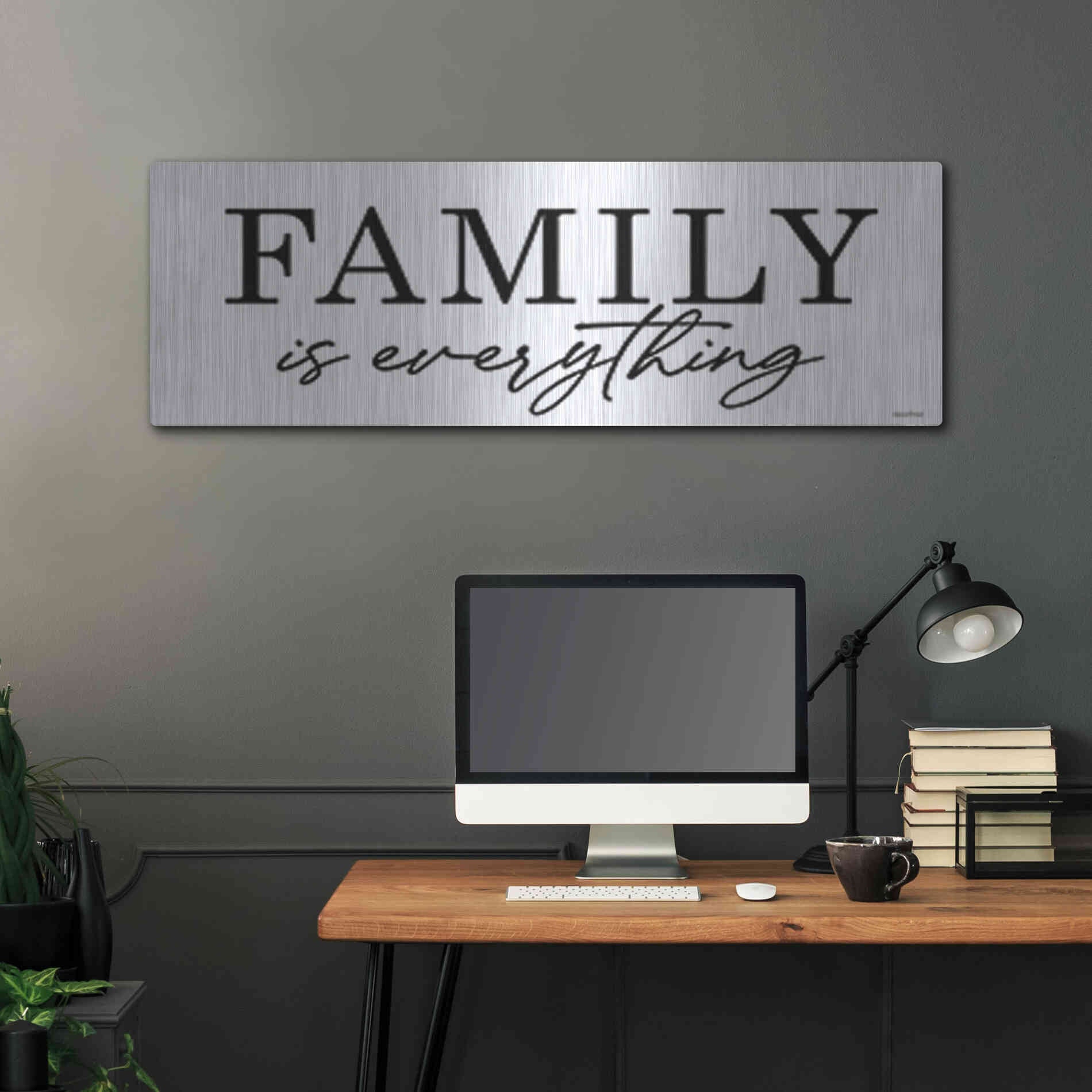 Luxe Metal Art 'Family is Everything' by lettered & lines, Metal Wall Art,48x16