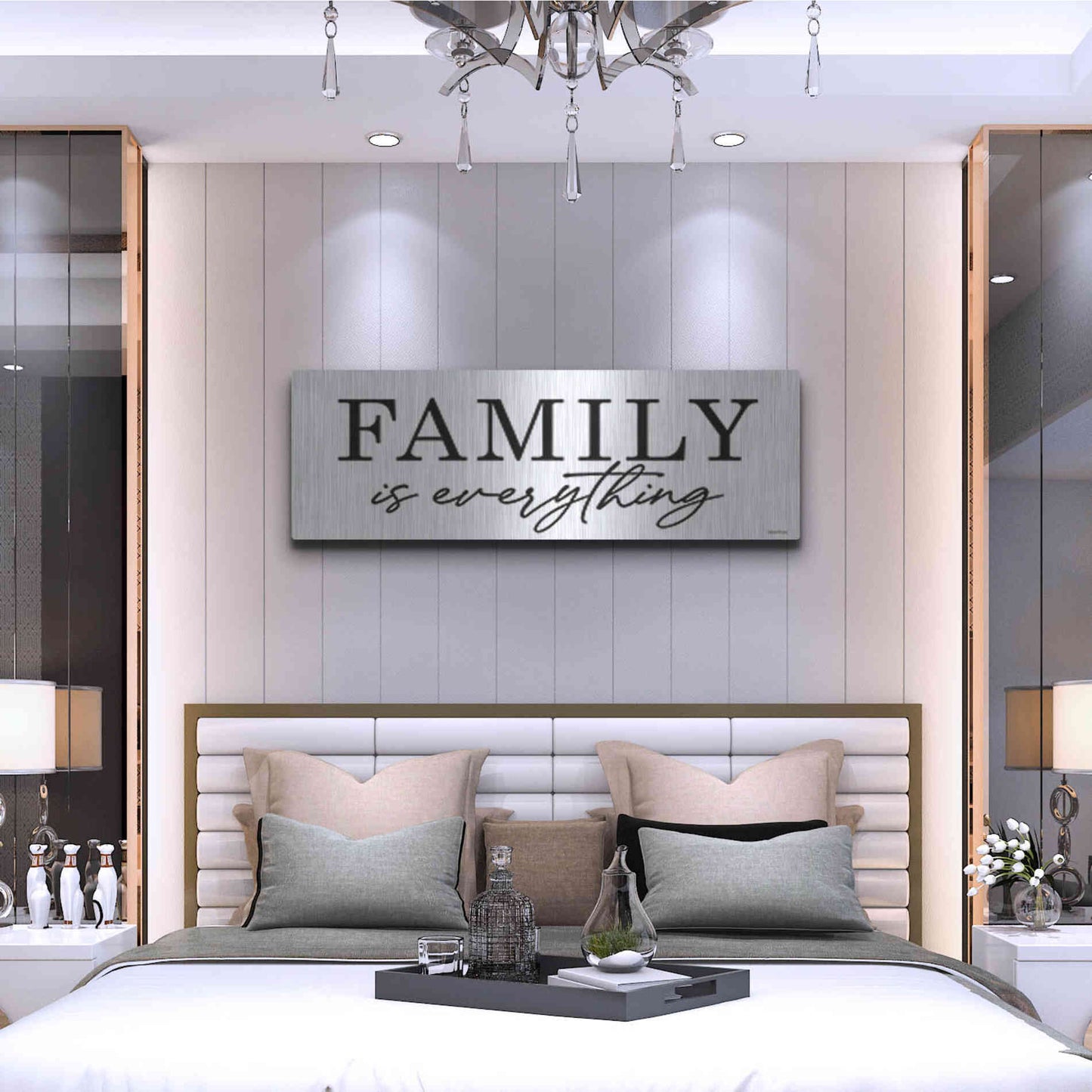 Luxe Metal Art 'Family is Everything' by lettered & lines, Metal Wall Art,48x16