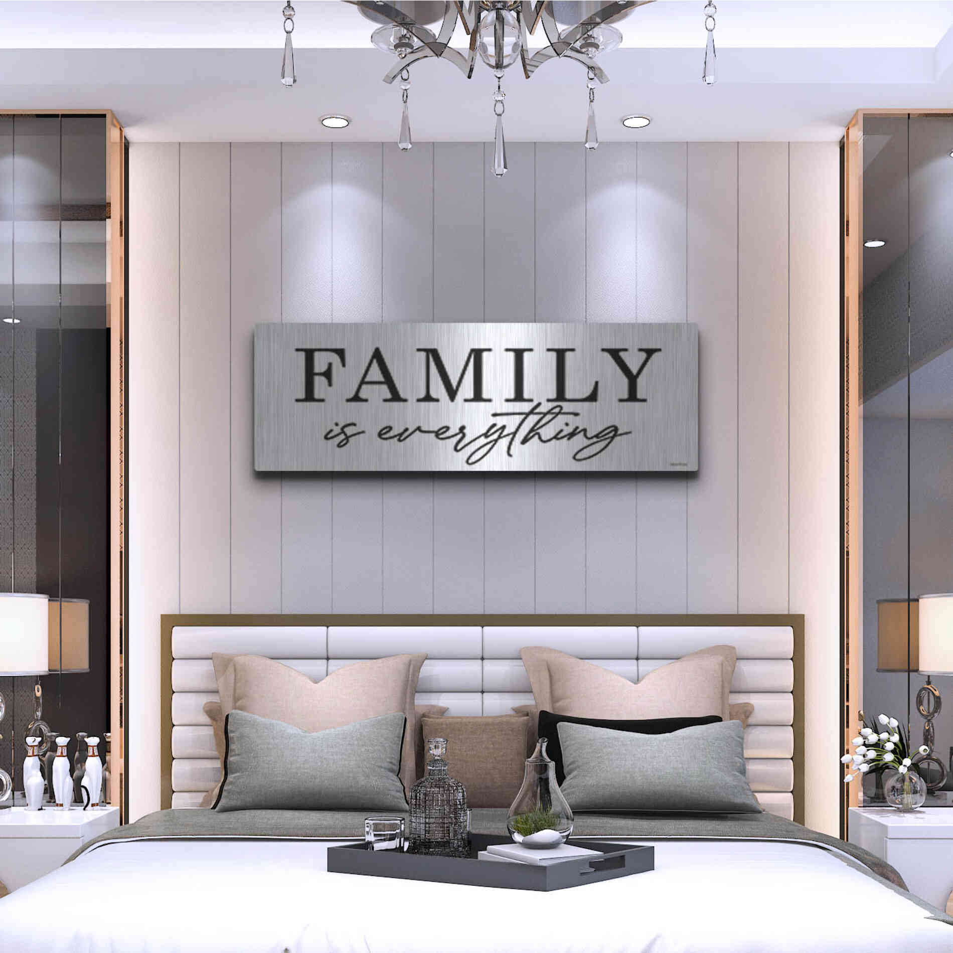 Luxe Metal Art 'Family is Everything' by lettered & lines, Metal Wall Art,48x16