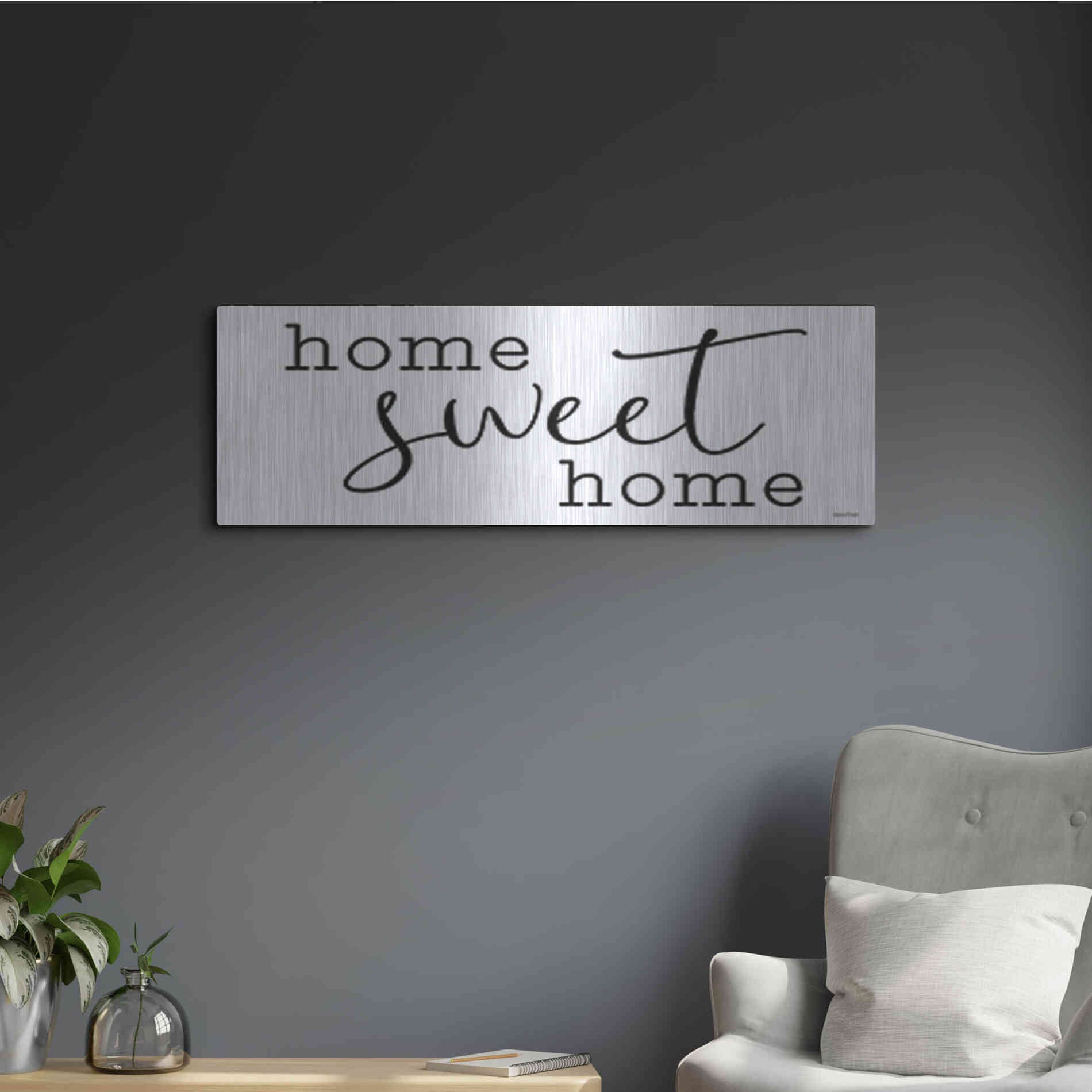 Luxe Metal Art 'Home Sweet Home' by lettered & lines, Metal Wall Art,36x12