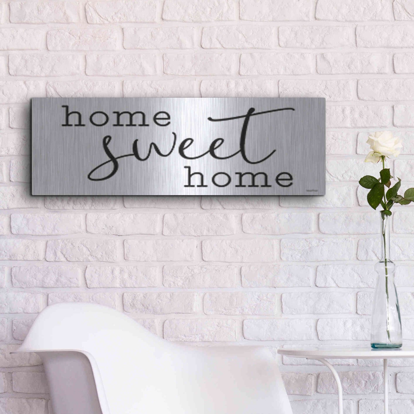 Luxe Metal Art 'Home Sweet Home' by lettered & lines, Metal Wall Art,36x12