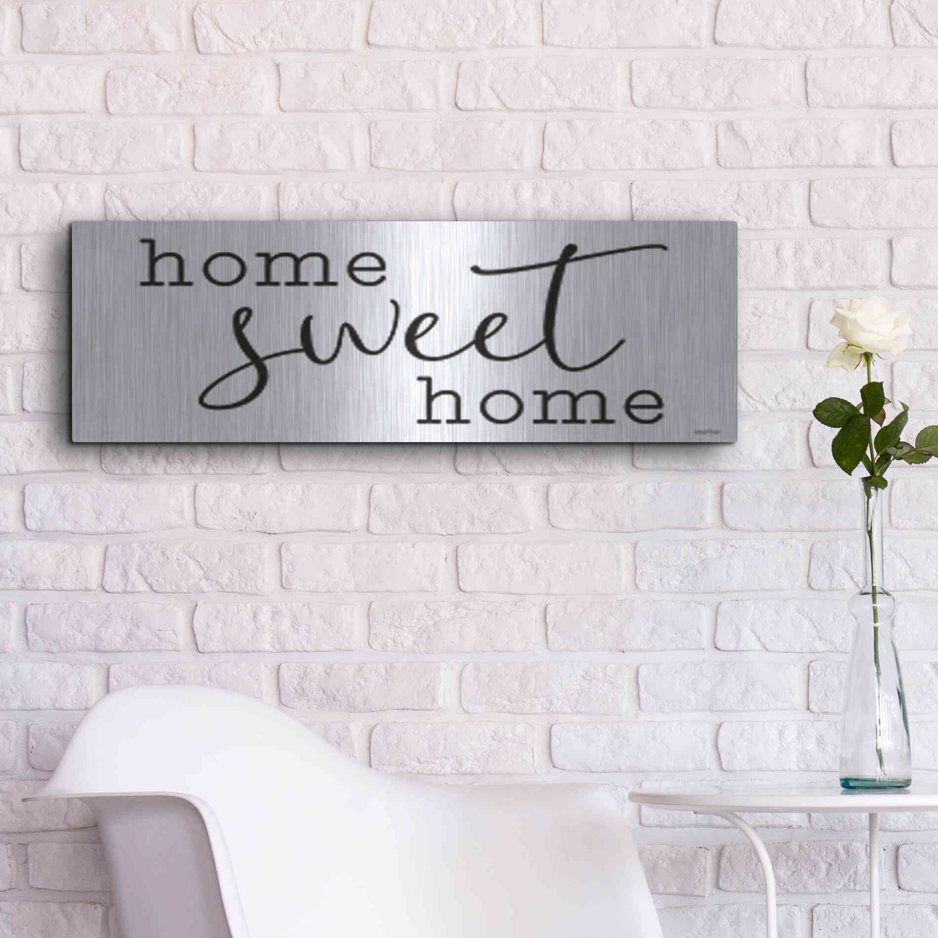 Luxe Metal Art 'Home Sweet Home' by lettered & lines, Metal Wall Art,36x12