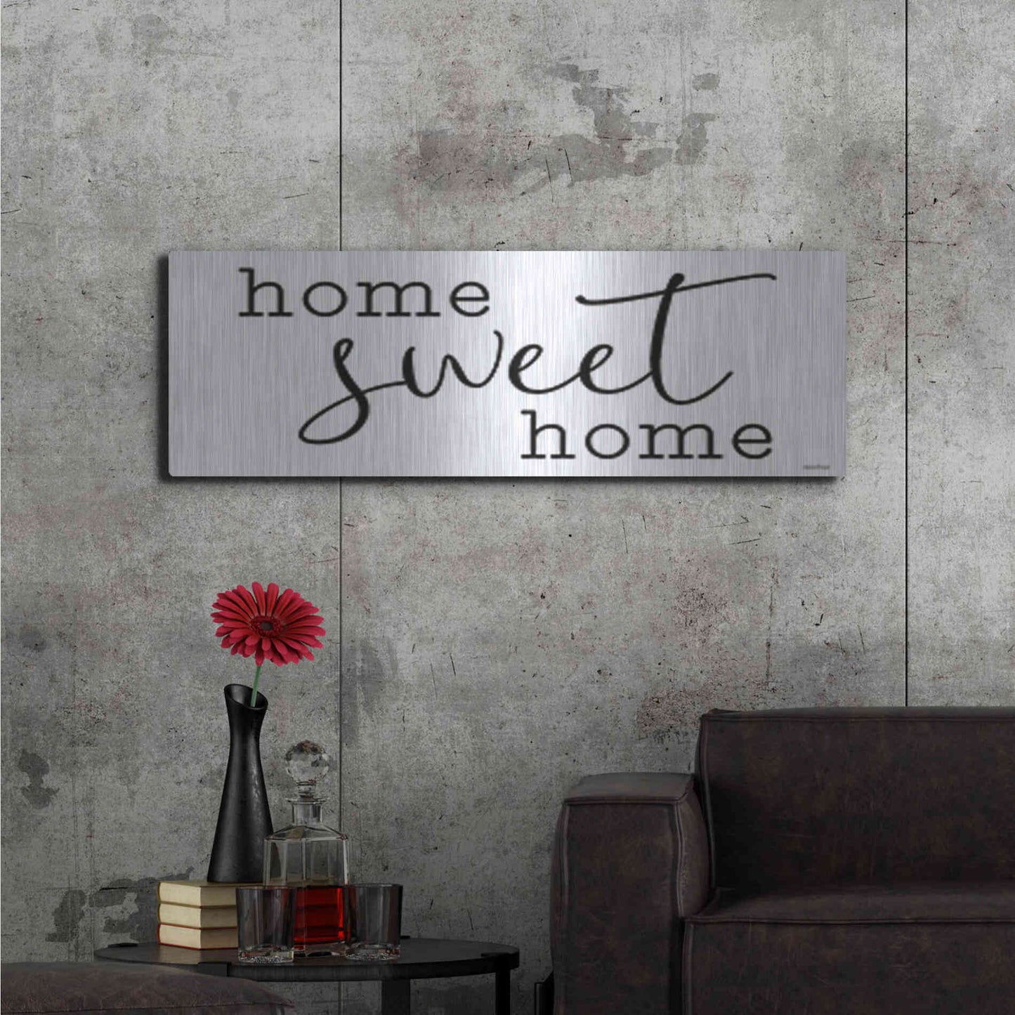 Luxe Metal Art 'Home Sweet Home' by lettered & lines, Metal Wall Art,48x16