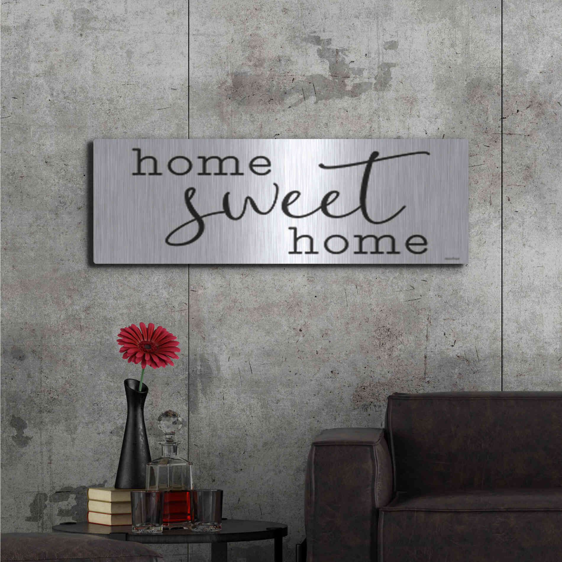 Luxe Metal Art 'Home Sweet Home' by lettered & lines, Metal Wall Art,48x16