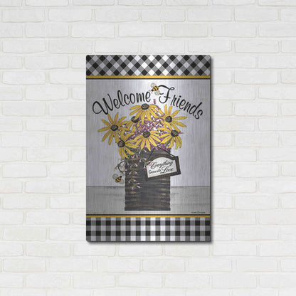 Luxe Metal Art 'Welcome Friends' by Linda Spivey, Metal Wall Art,24x36